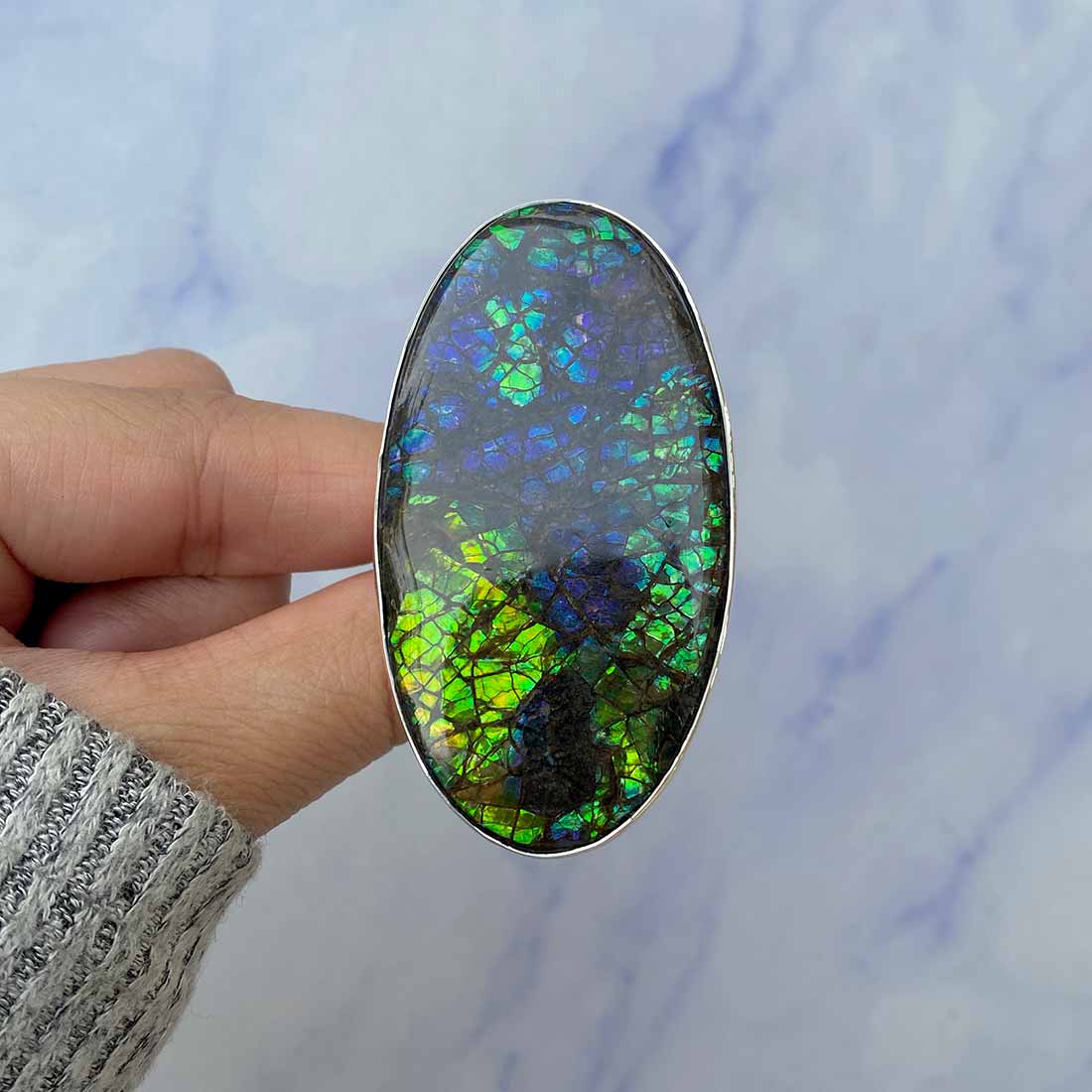 Ammolite Adjustable Ring-(AML-R-72.)