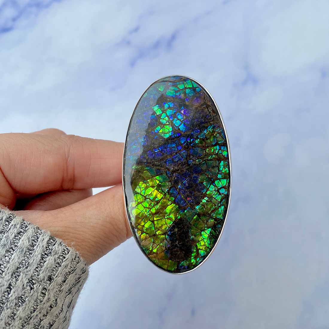 Ammolite Adjustable Ring-(AML-R-72.)