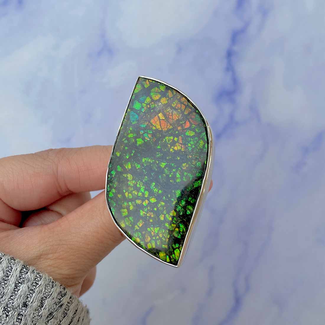 Ammolite Adjustable Ring-(AML-R-75.)