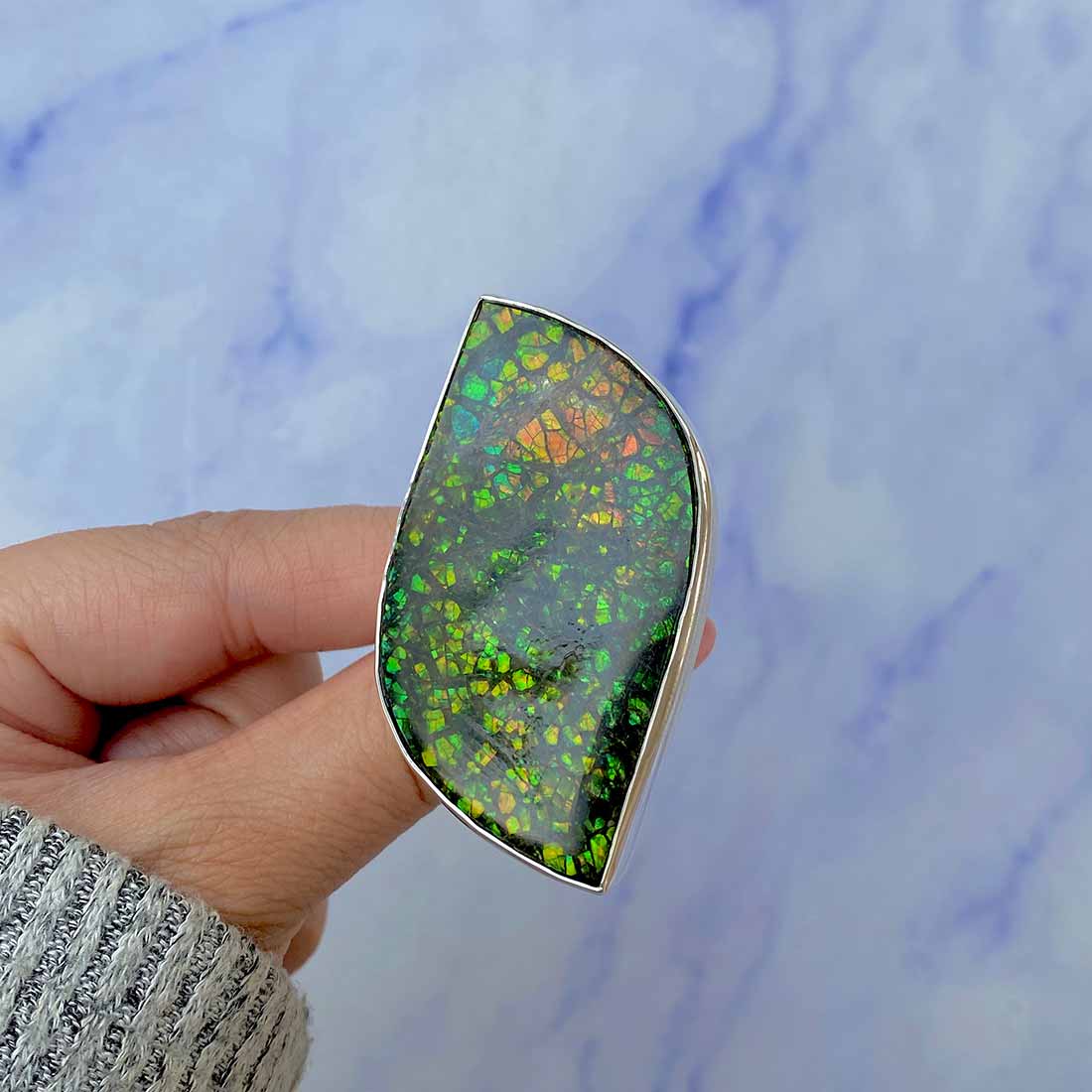 Ammolite Adjustable Ring-(AML-R-75.)