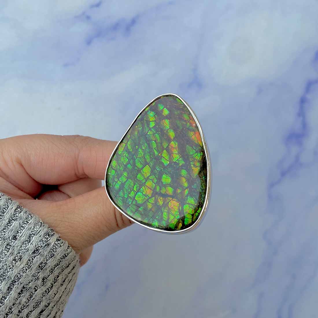 Ammolite Adjustable Ring-(AML-R-77.)
