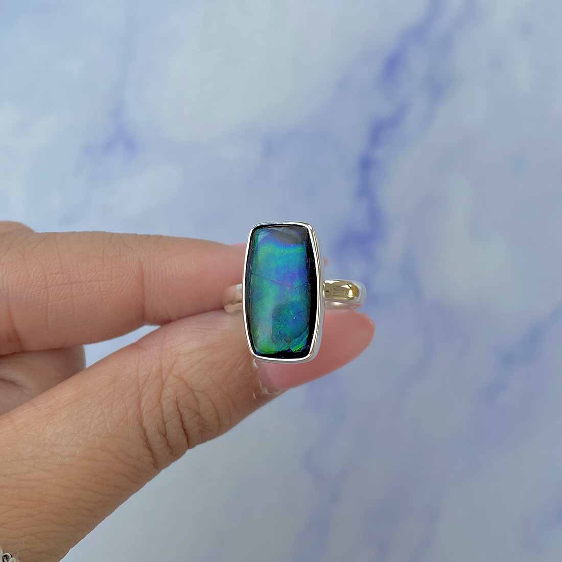 Ammolite Adjustable Ring-(AML-R-84.)