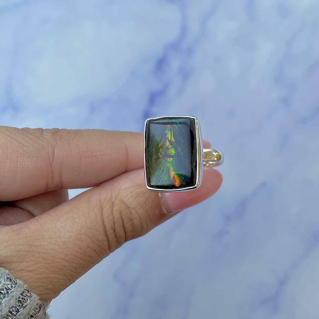 Ammolite Adjustable Ring-(AML-R-94.)