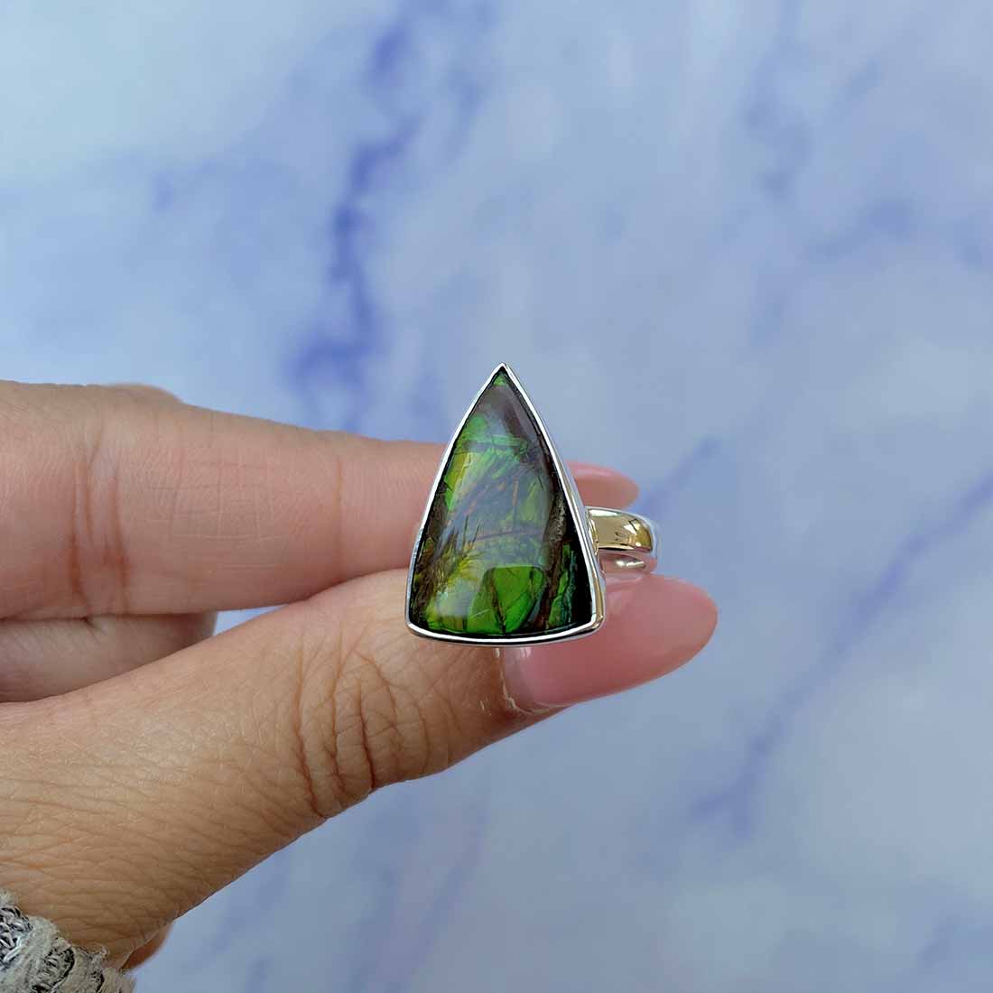 Ammolite Adjustable Ring-(AML-R-95.)