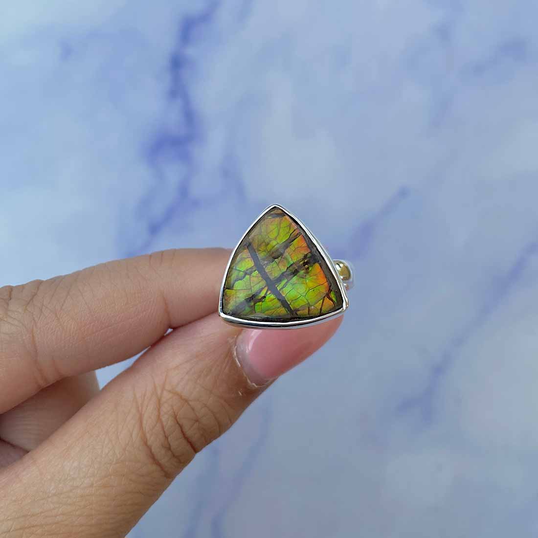 Ammolite Adjustable Ring-(AML-R-96.)