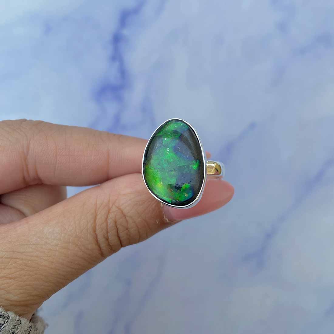 Ammolite Adjustable Ring-(AML-R-97.)