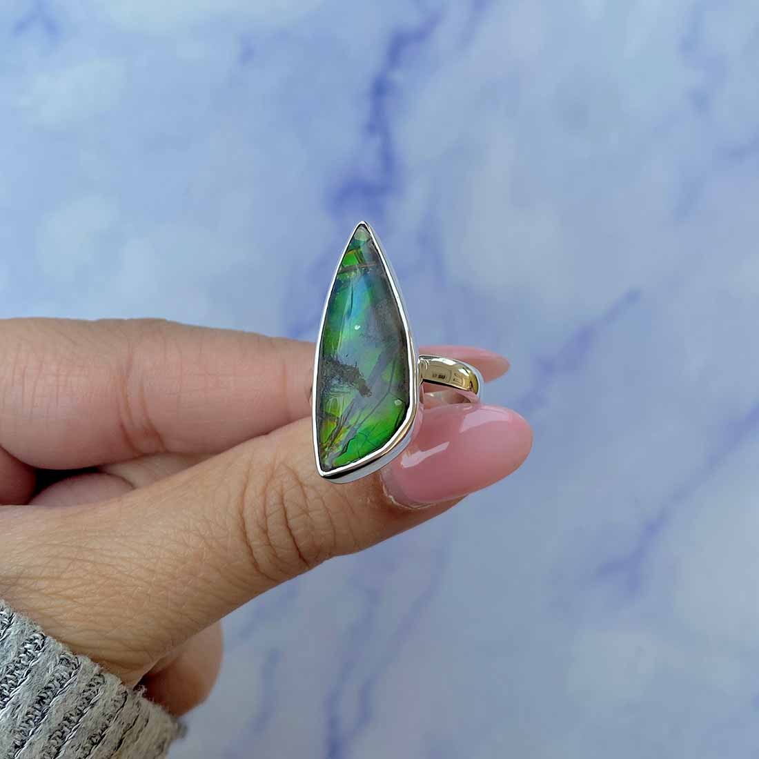 Ammolite Adjustable Ring-(AML-R-99.)