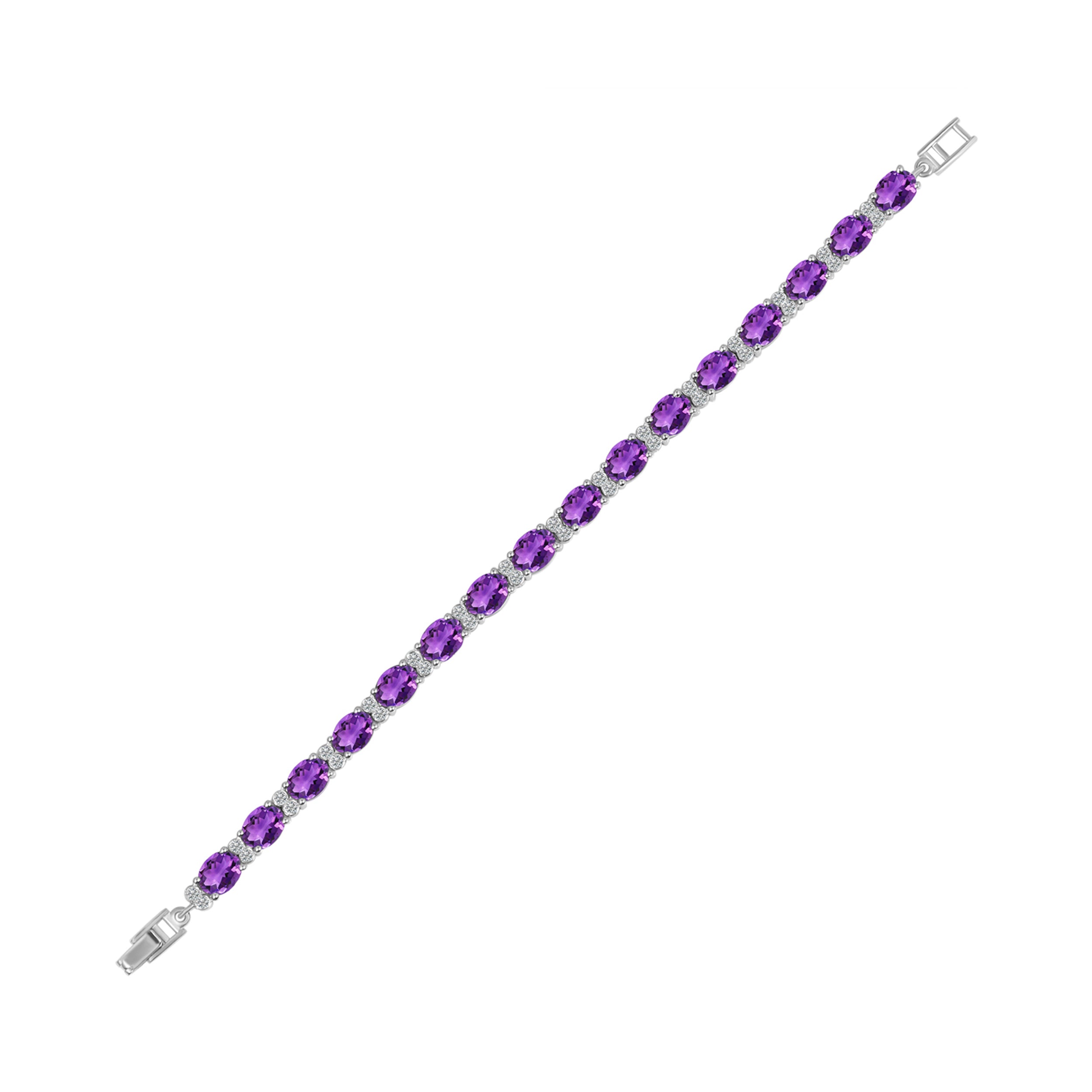 Amethyst & White Topaz Bracelet-(AMT-SB-138.)