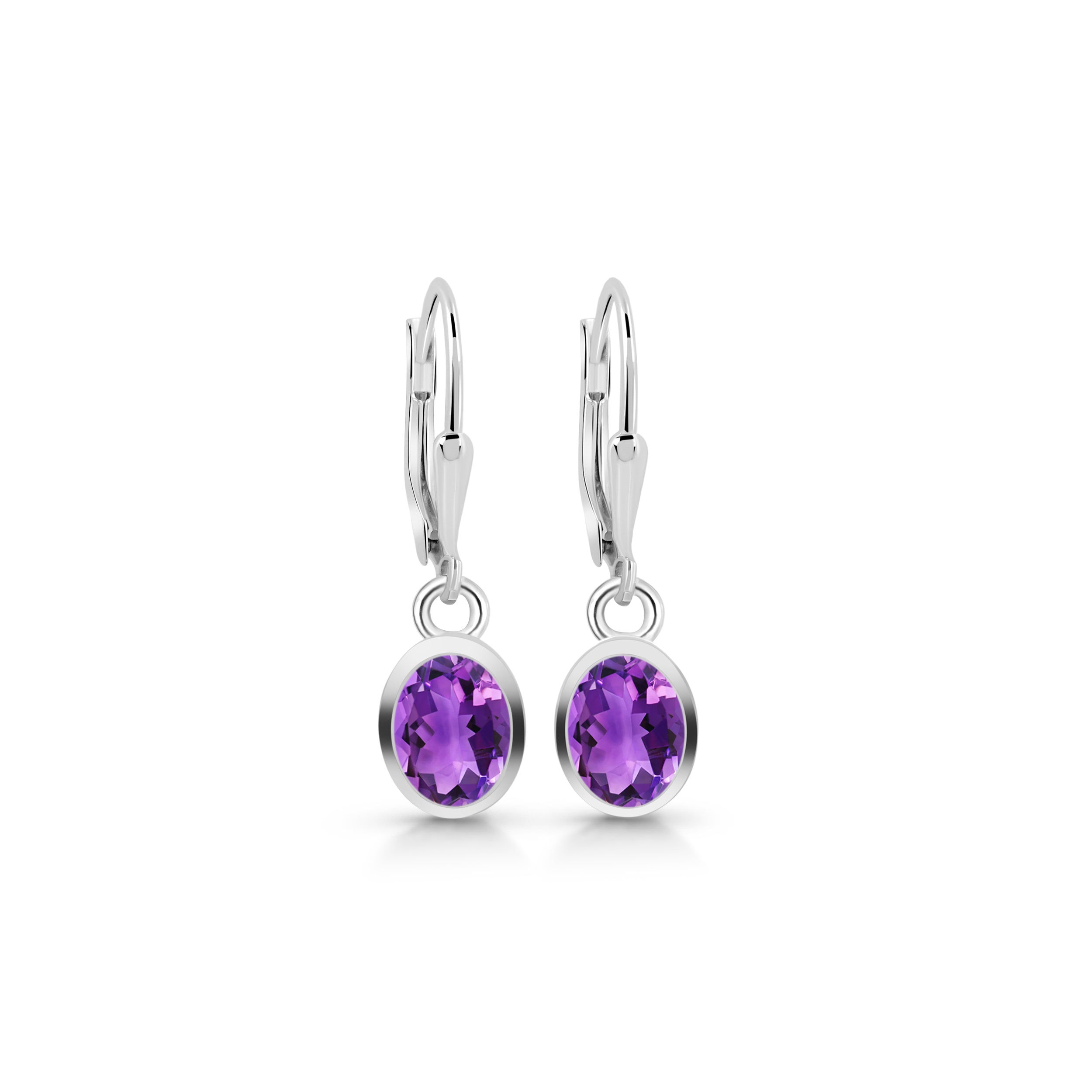Amethyst Leverback Earring-(AMT-SE-547.)