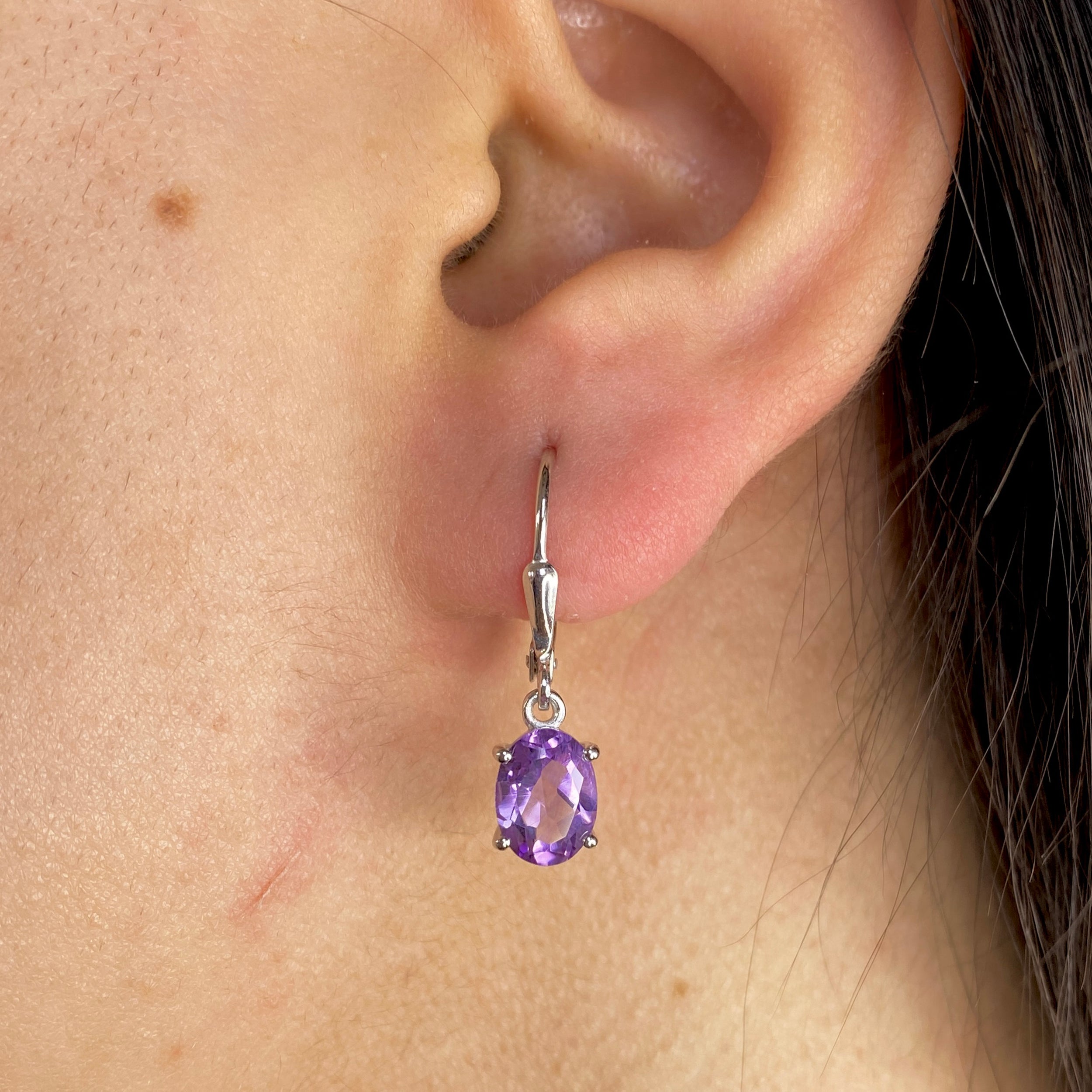Amethyst Leverback Earring-(AMT-SE-673.)