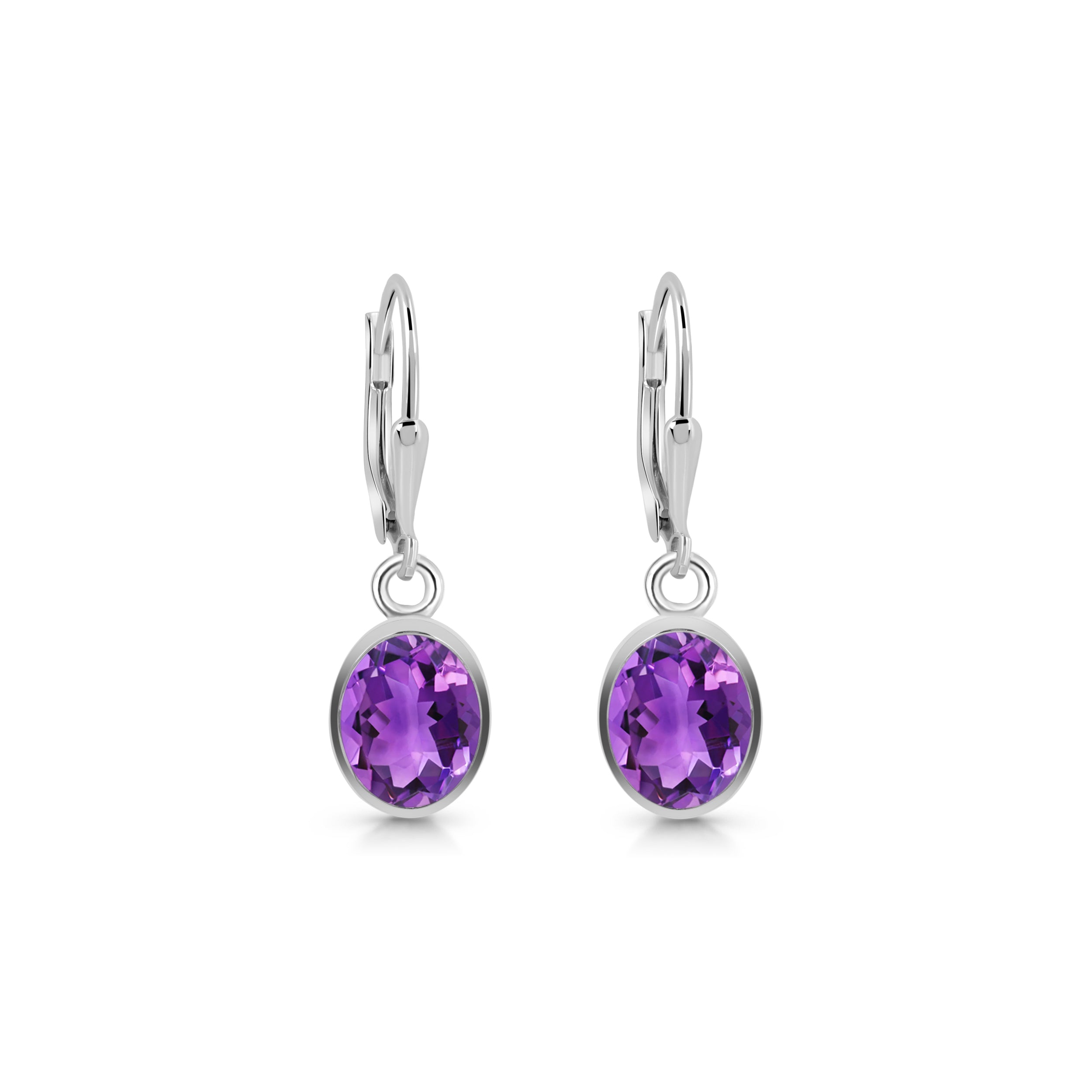 Amethyst Leverback Earring-(AMT-SE-998.)
