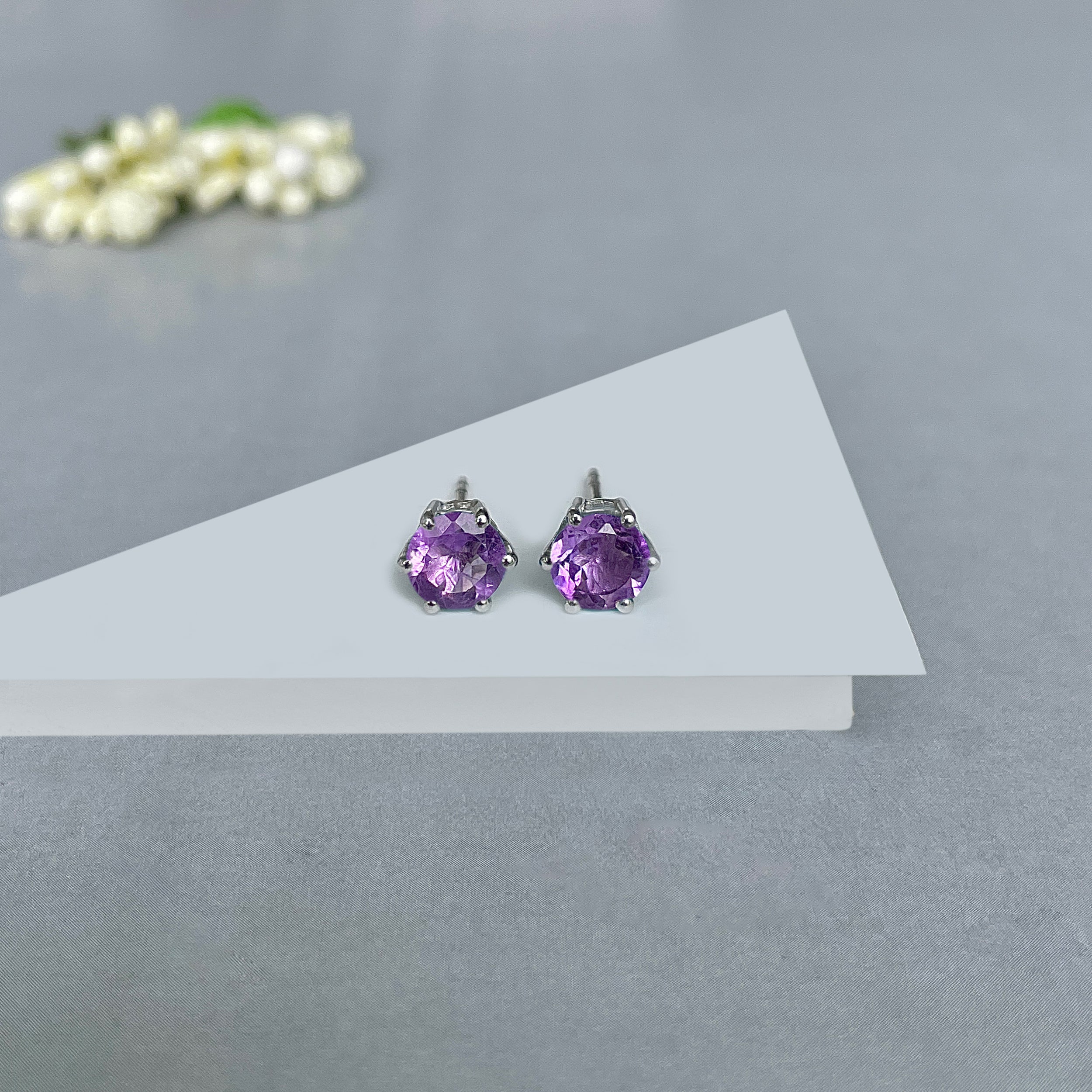 Amethyst Stud Earrings-(AMT-SE-1024.)