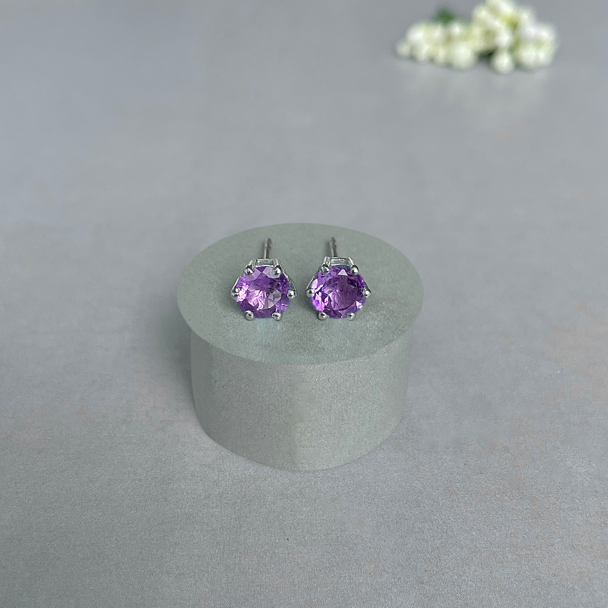 Amethyst Stud Earrings-(AMT-SE-1024.)