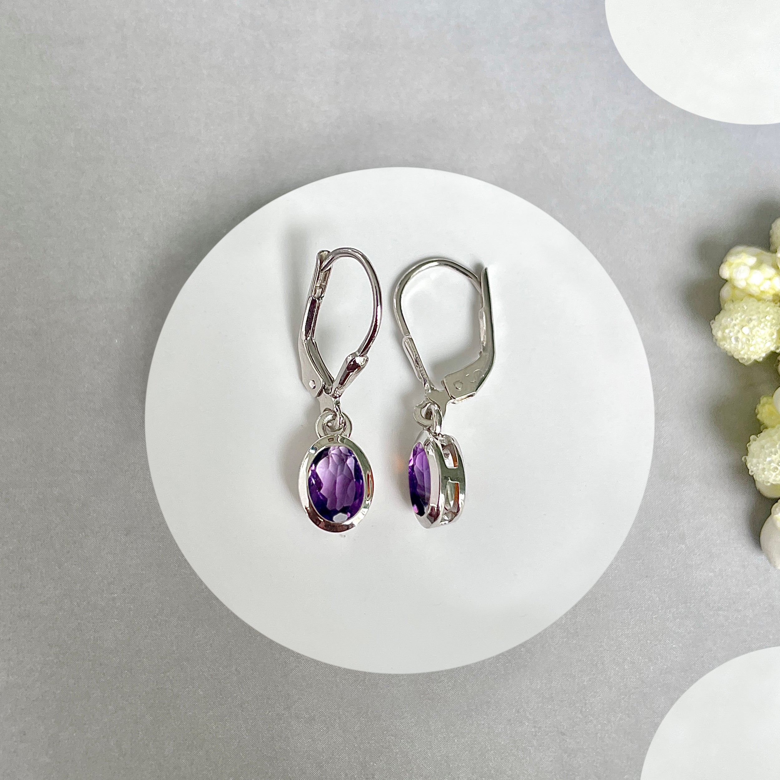 Amethyst Leverback Earrings-(AMT-SE-1316.)
