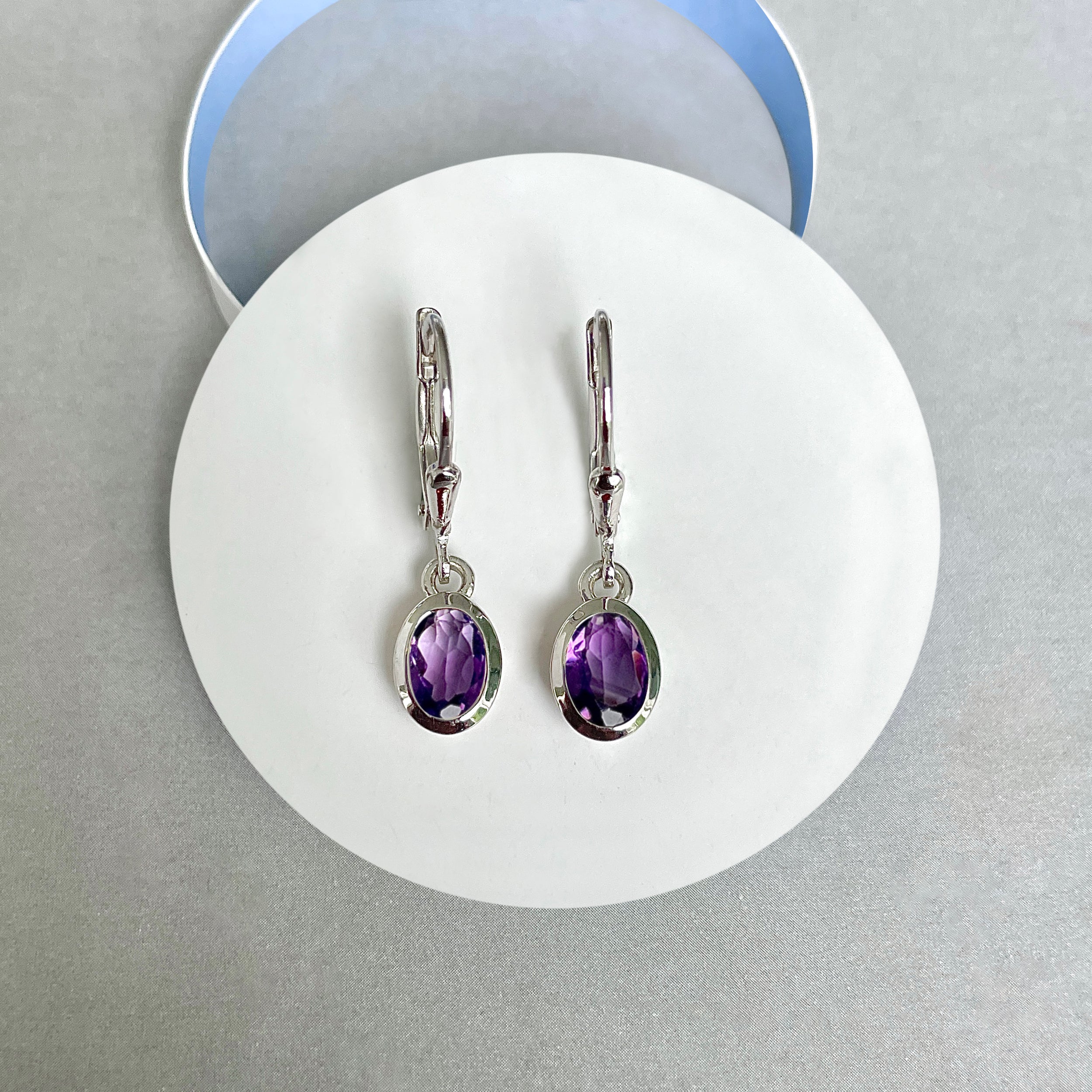 Amethyst Leverback Earrings-(AMT-SE-1316.)