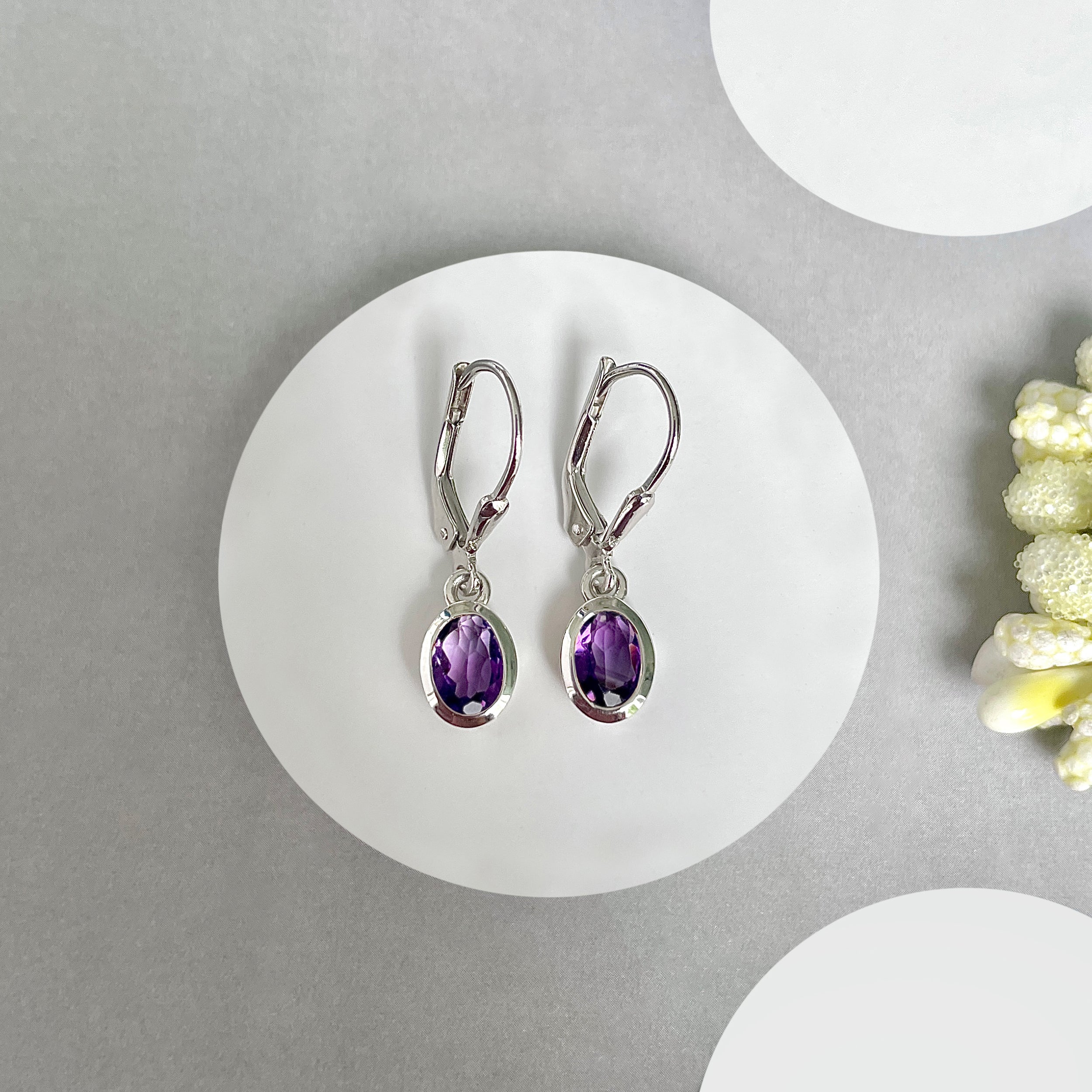 Amethyst Leverback Earrings-(AMT-SE-1316.)