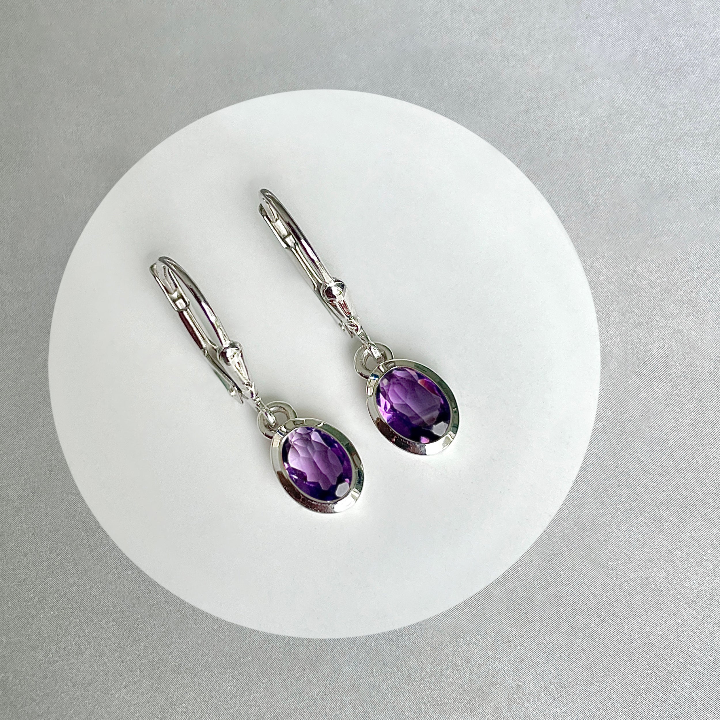Amethyst Leverback Earrings-(AMT-SE-1316.)