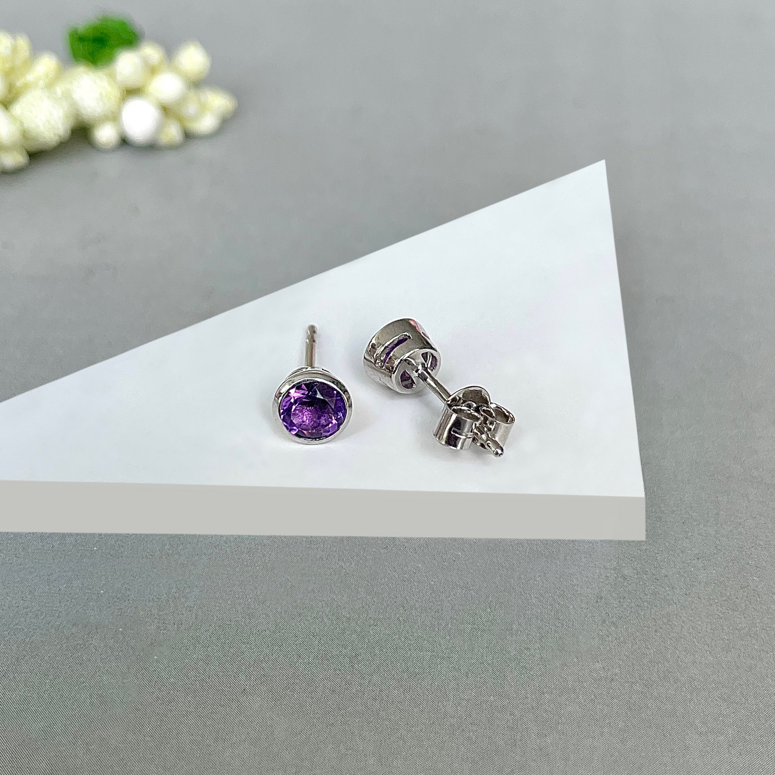 Amethyst Stud Earring-(AMT-SE-1425.)