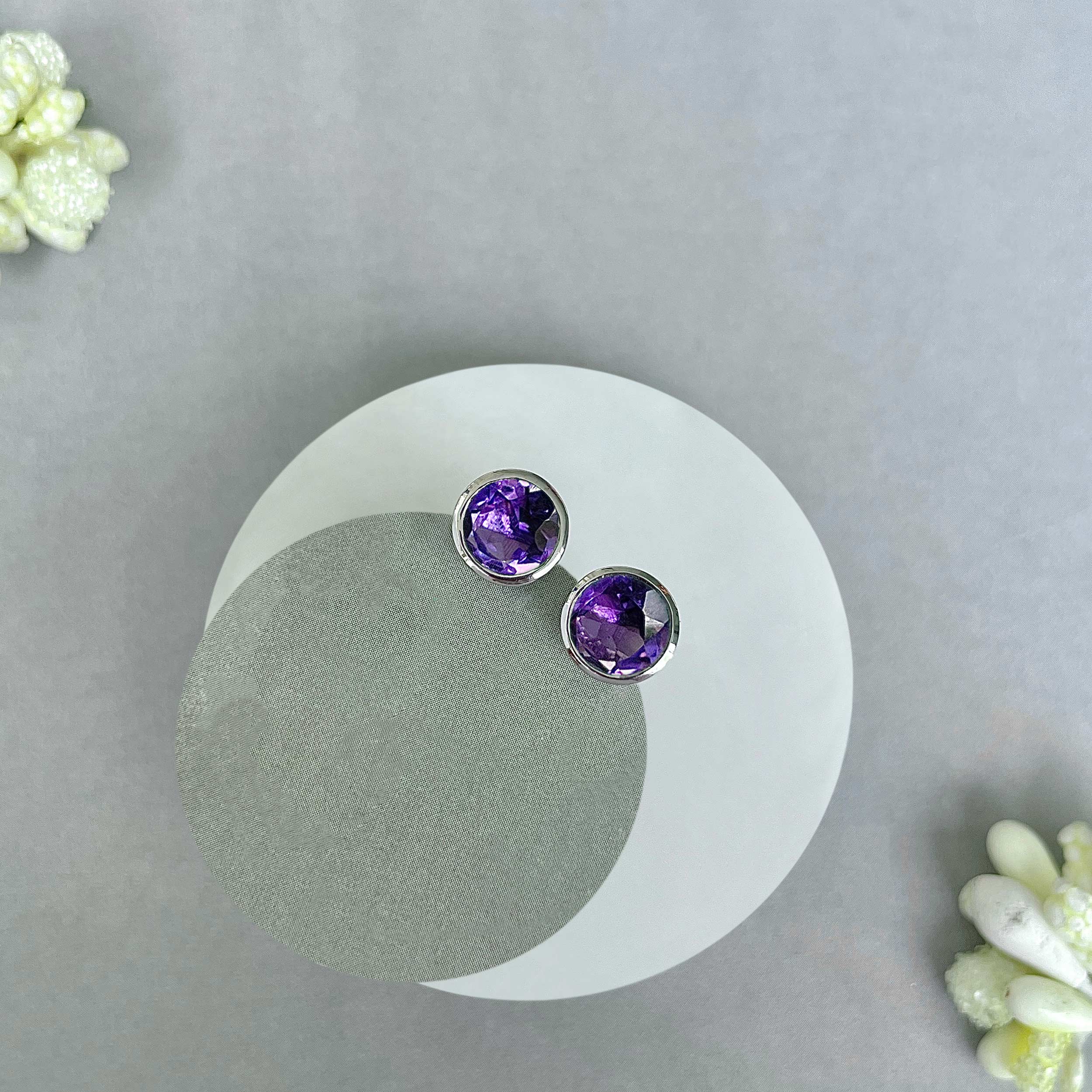 Amethyst Stud Earrings-(AMT-SE-1426.)