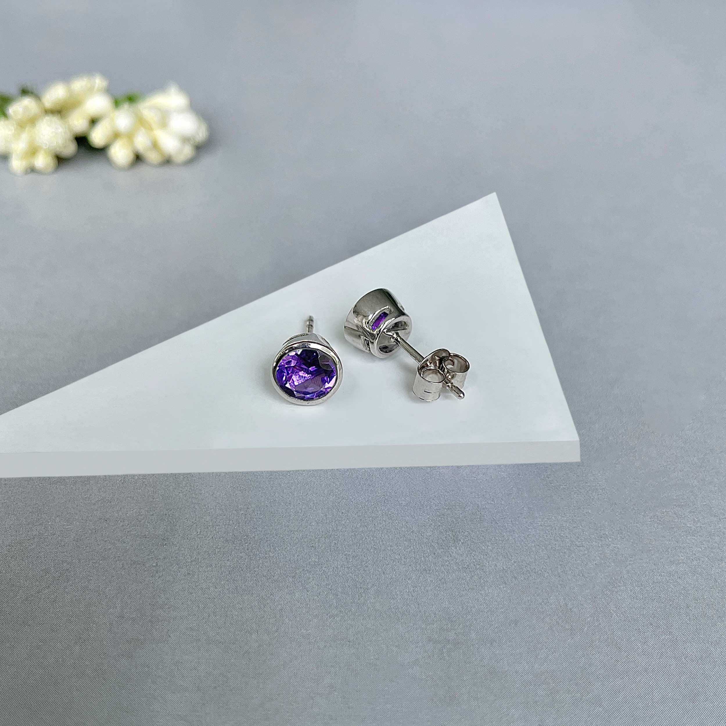 Amethyst Stud Earrings-(AMT-SE-1426.)