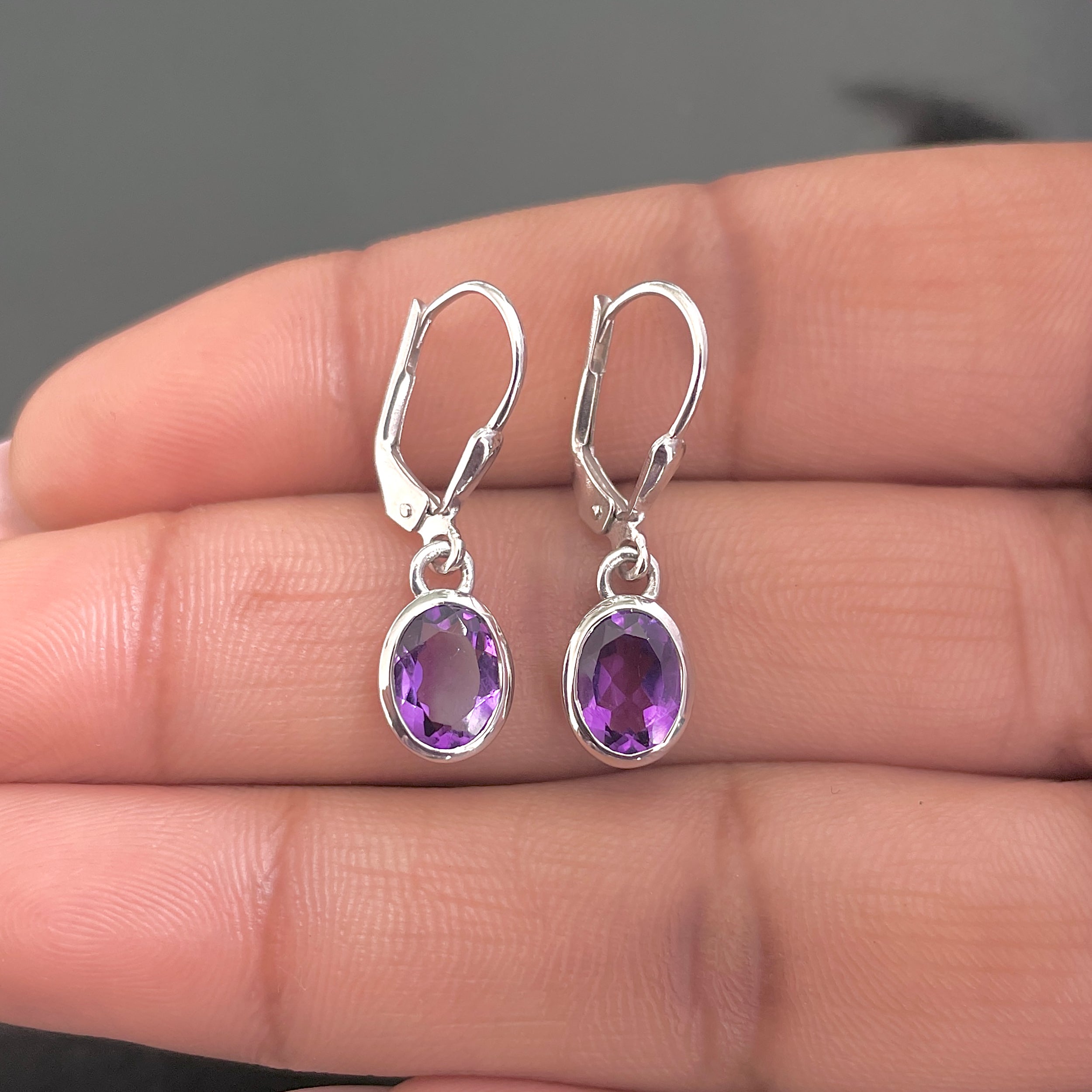 Amethyst Leverback Earring-(AMT-SE-547.)
