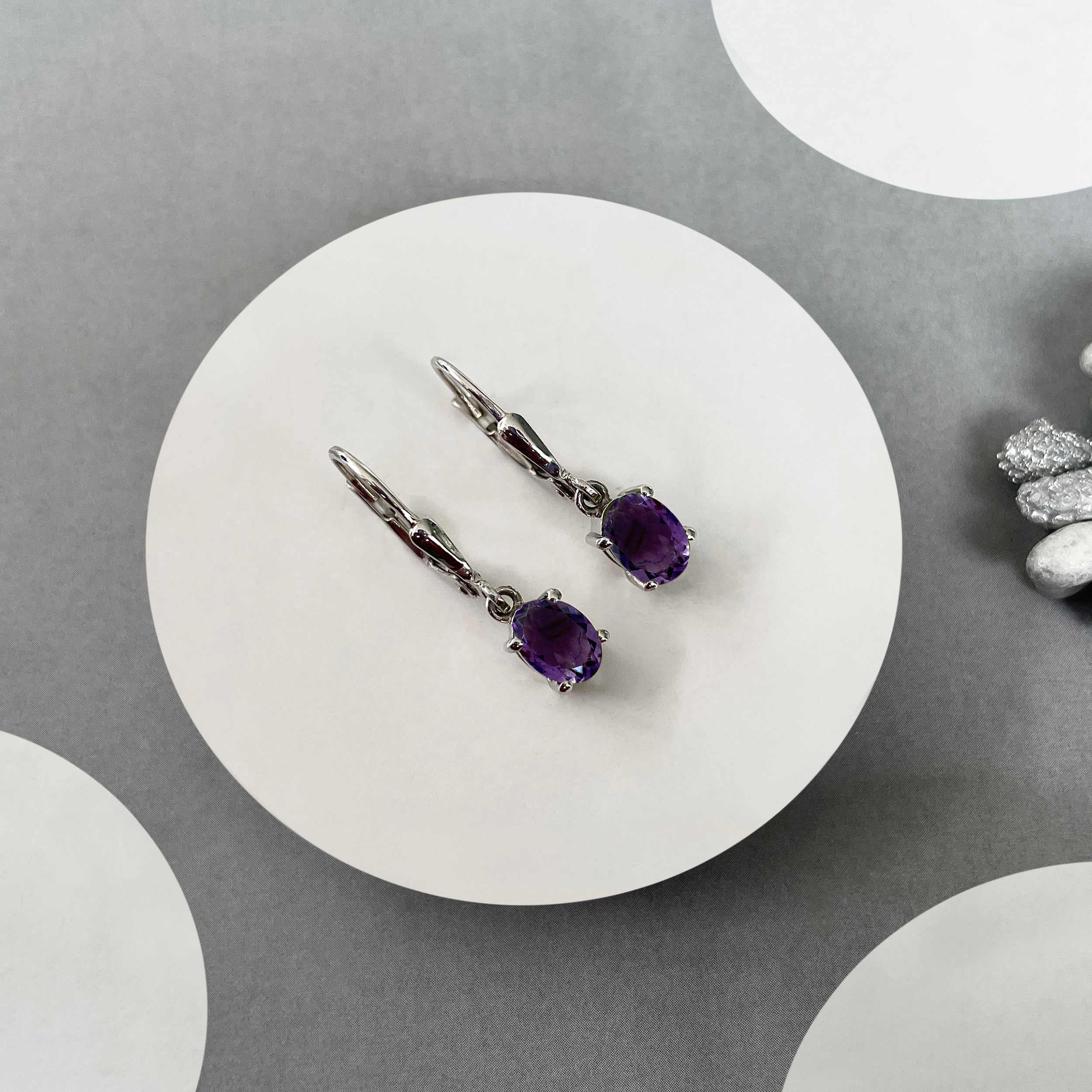 Amethyst Leverback Earring-(AMT-SE-670)