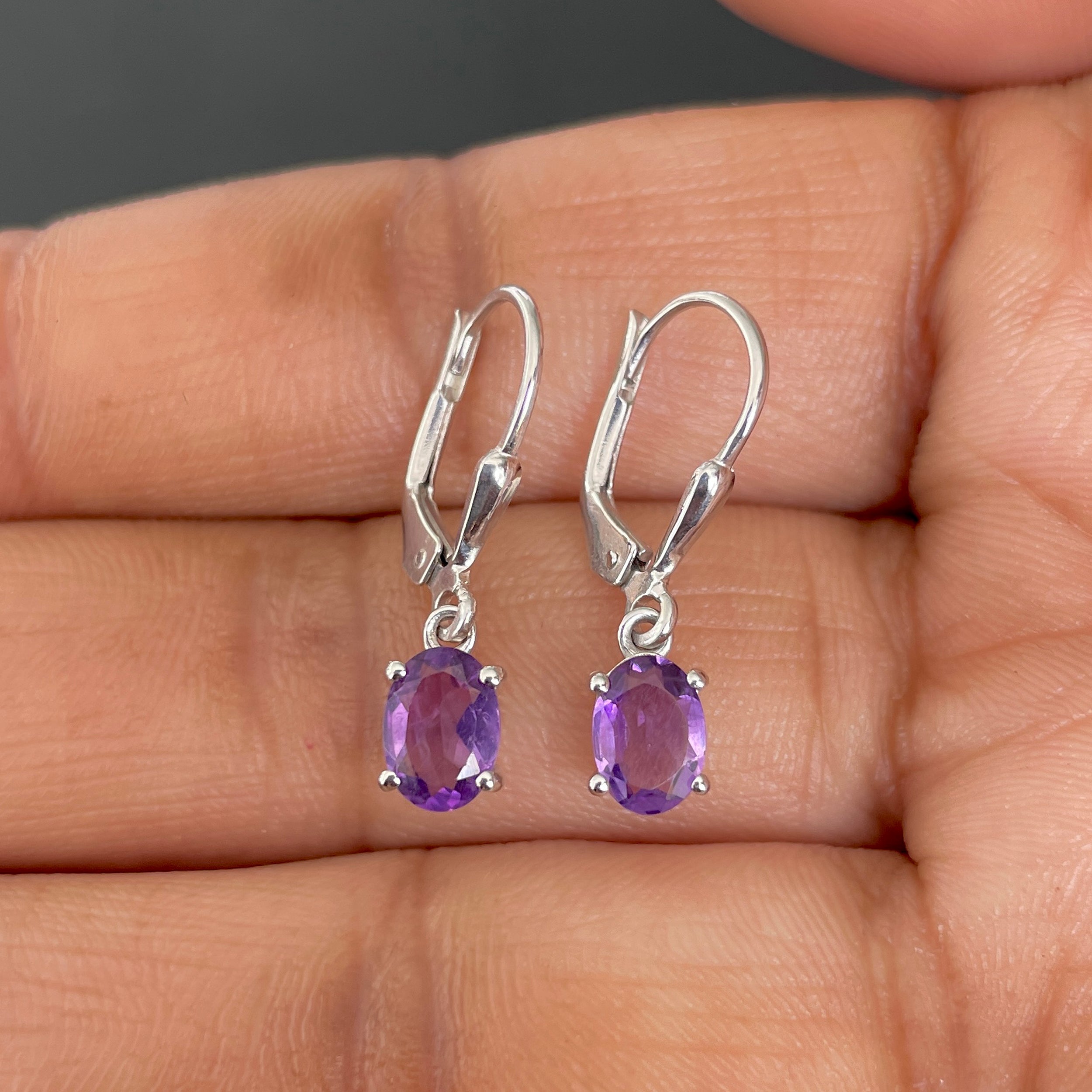 Amethyst Leverback Earring-(AMT-SE-670)