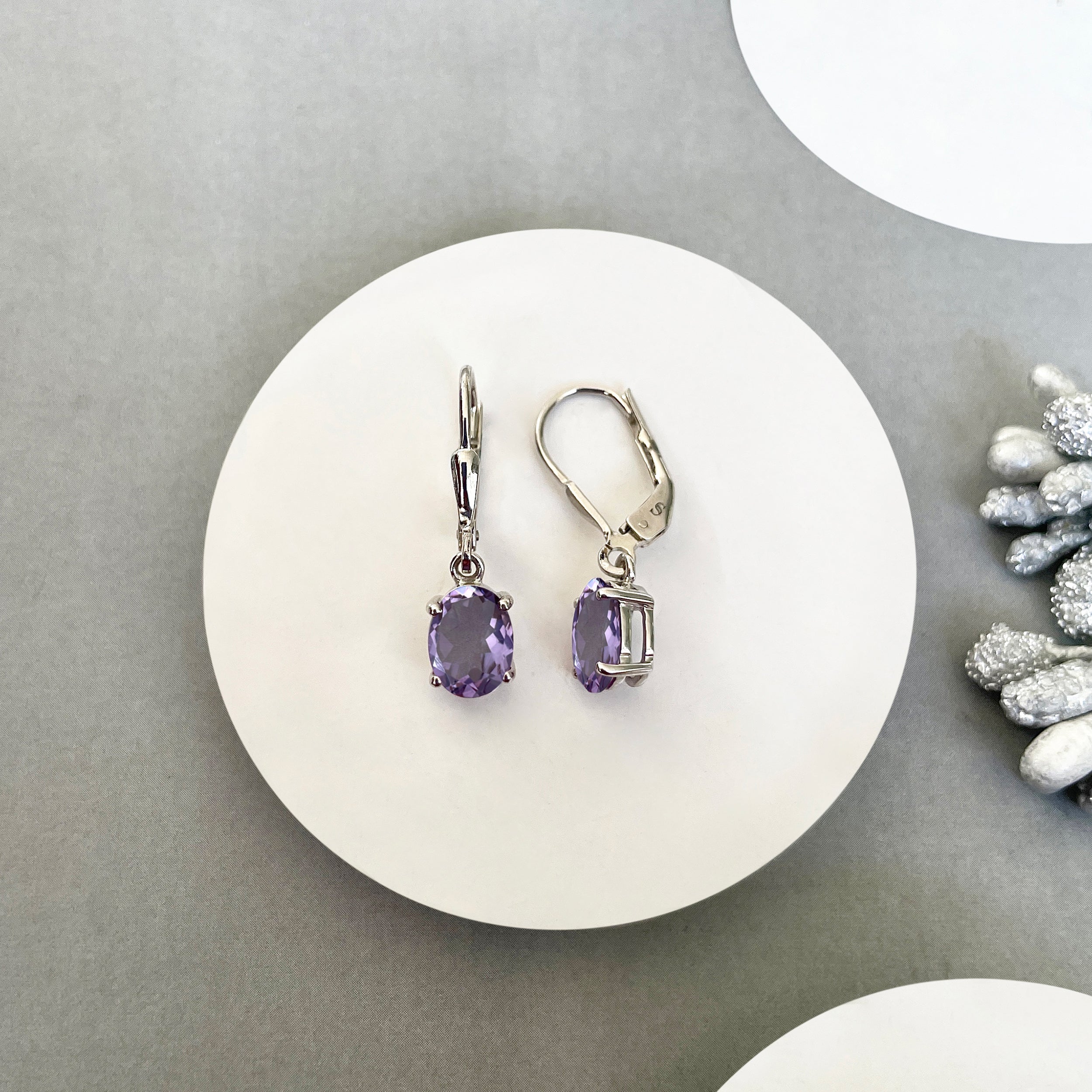 Amethyst Leverback Earring-(AMT-SE-673.)