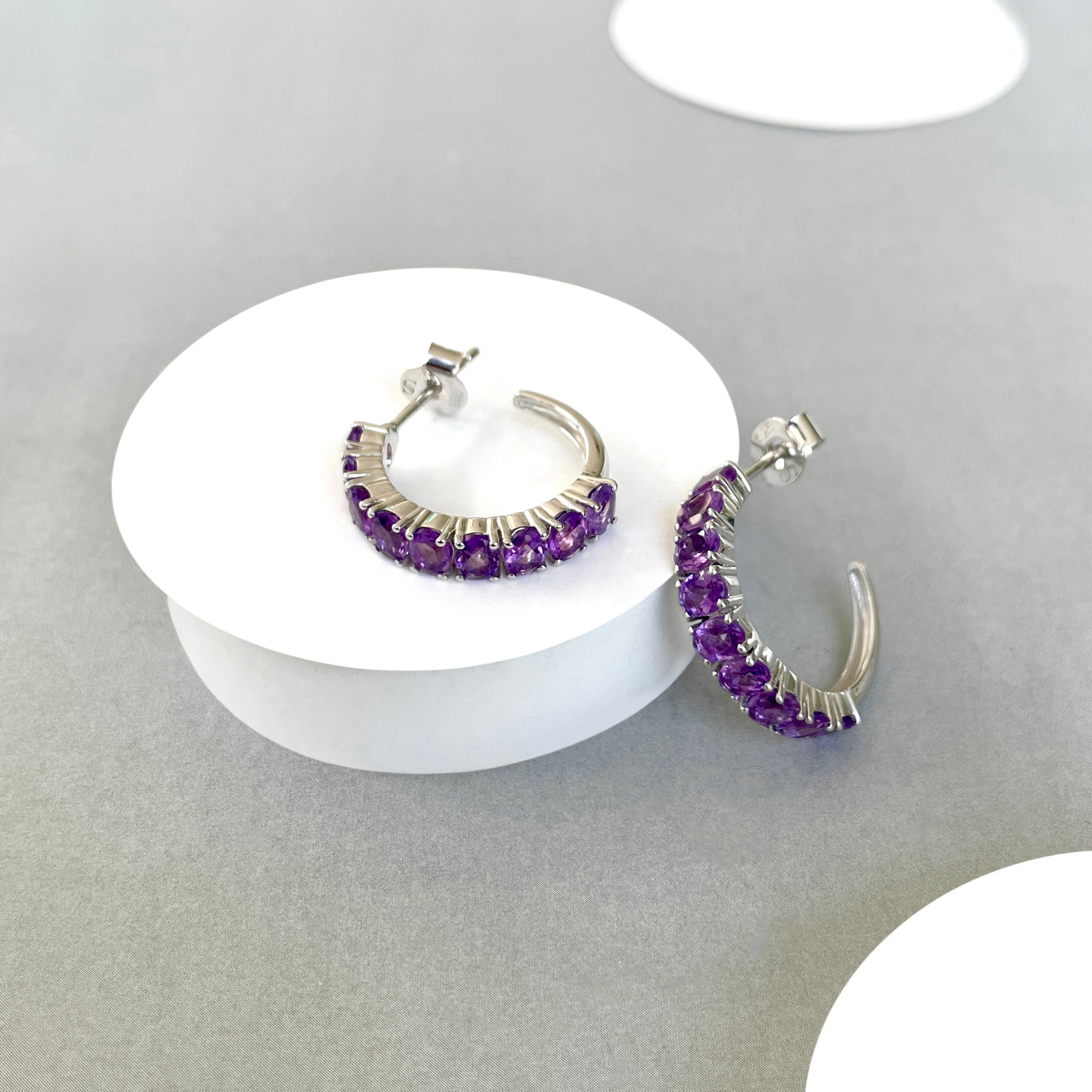 Amethyst Hoop Earring-(AMT-SE-975.)