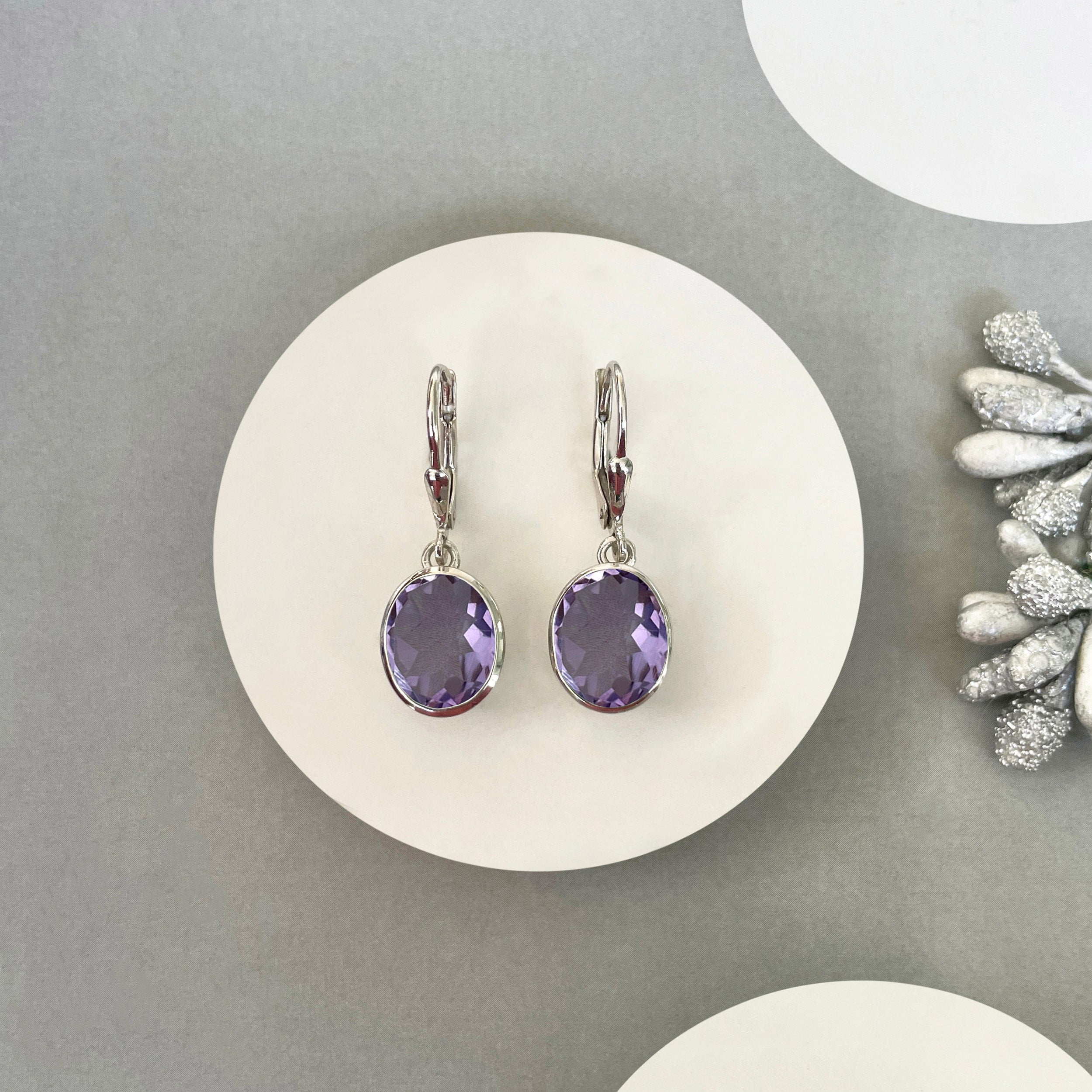 Amethyst Leverback Earring-(AMT-SE-997.)