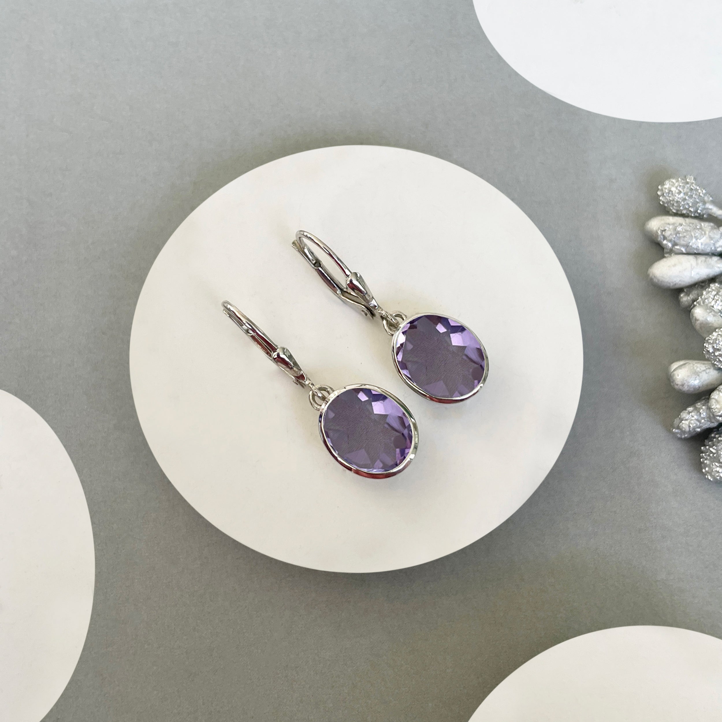 Amethyst Leverback Earring-(AMT-SE-997.)