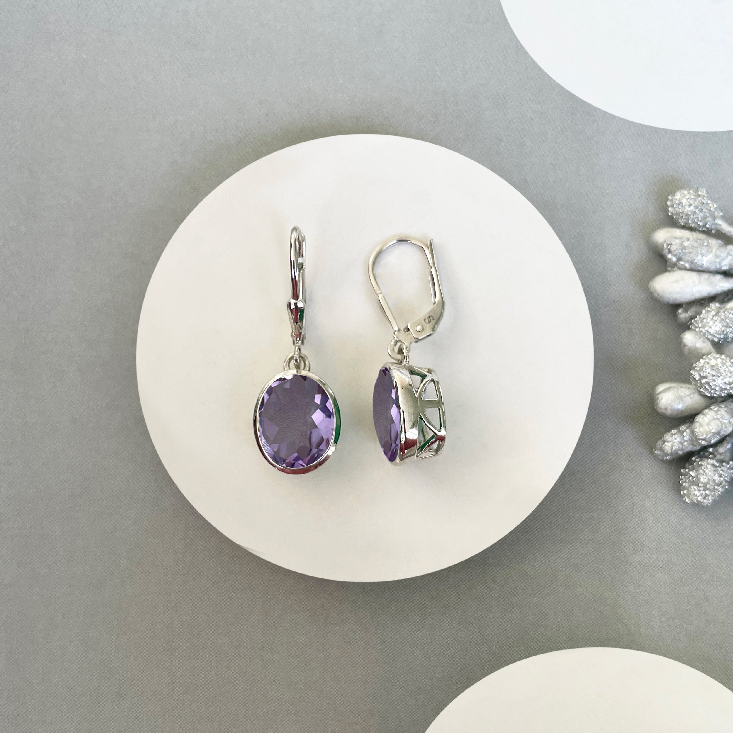 Amethyst Leverback Earring-(AMT-SE-997.)