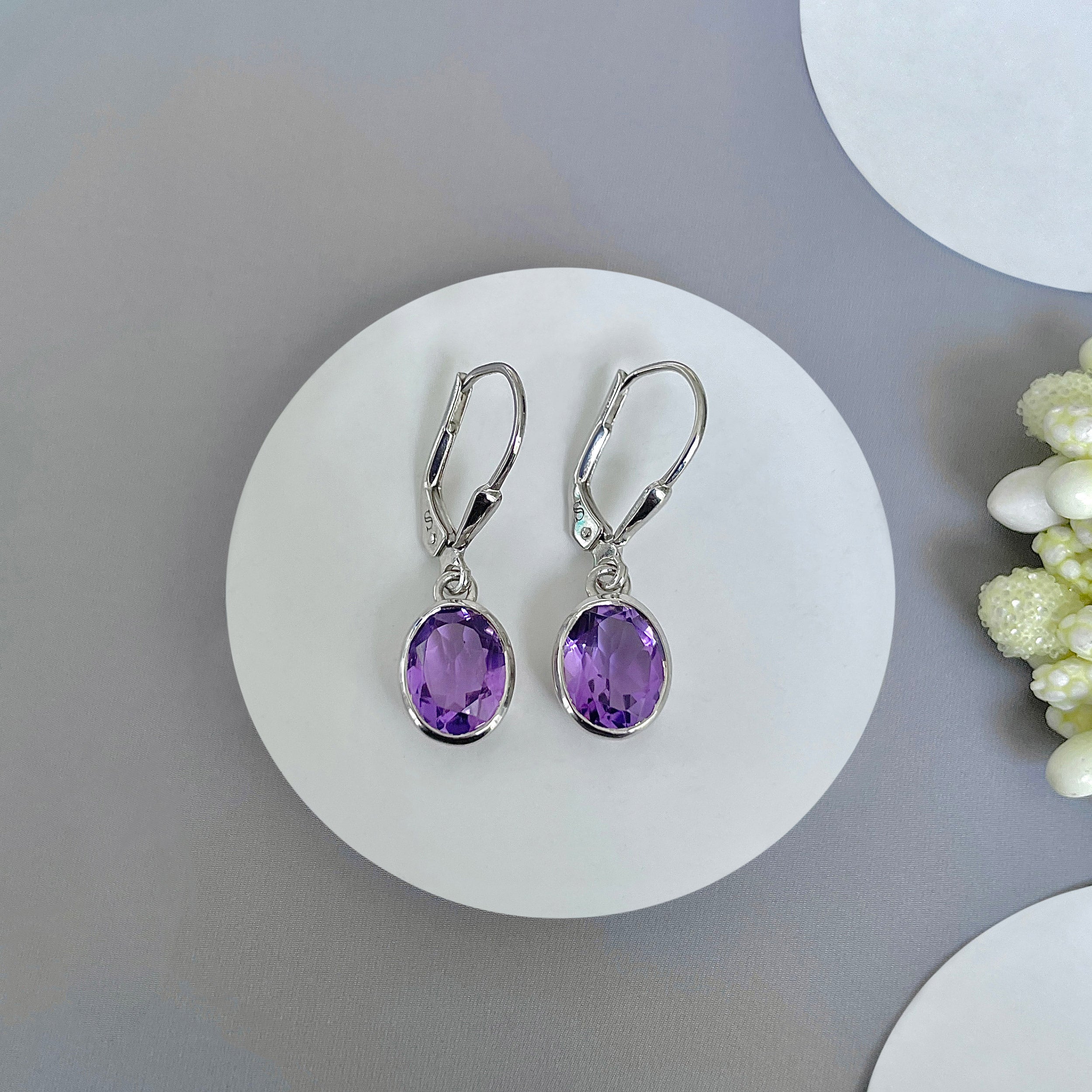 Amethyst Leverback Earring-(AMT-SE-998.)