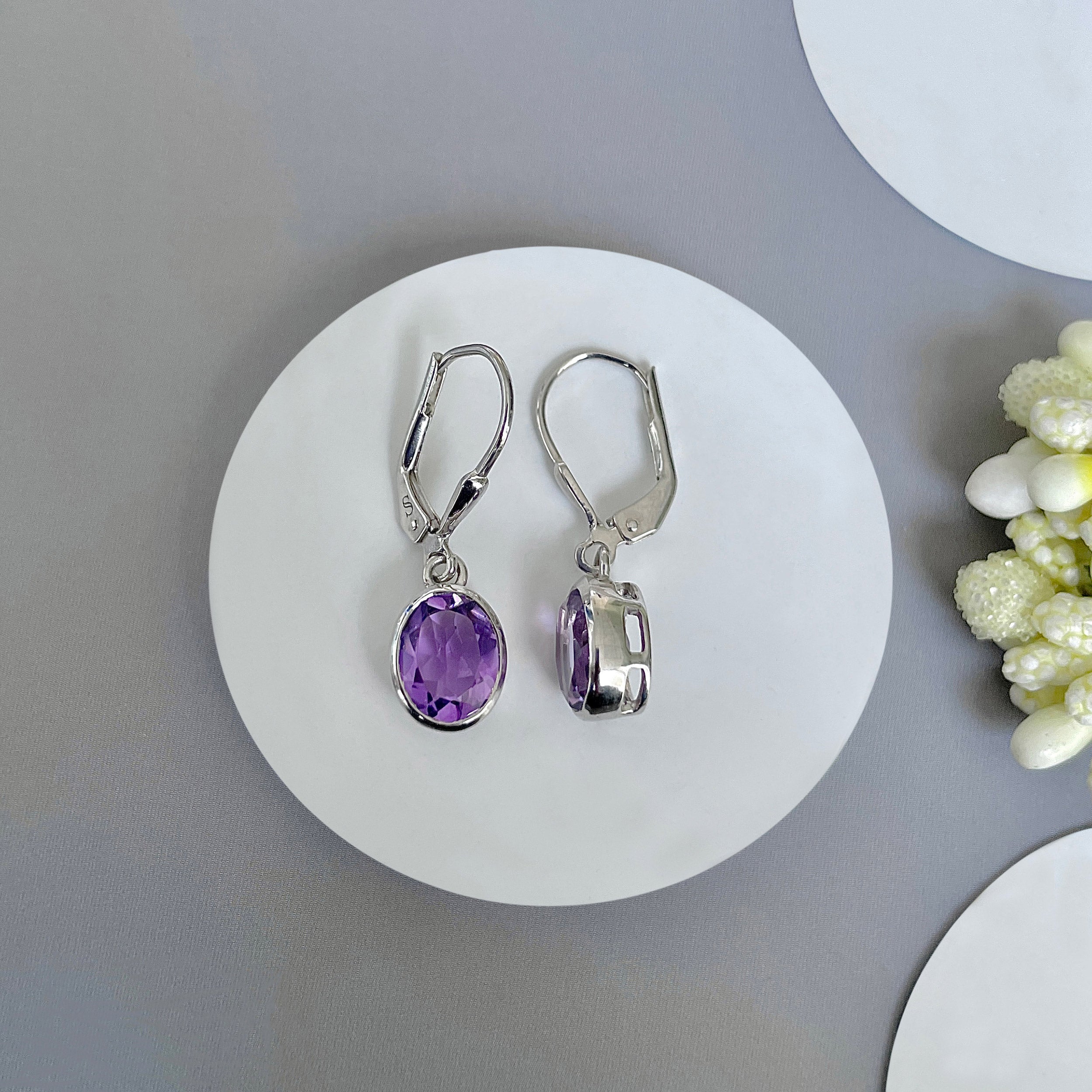 Amethyst Leverback Earring-(AMT-SE-998.)