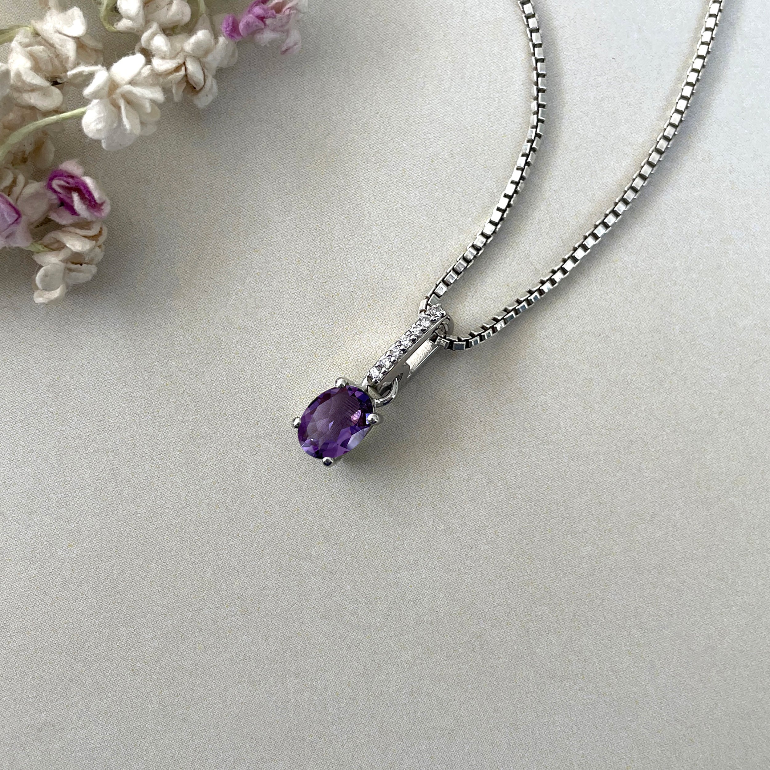 Amethyst & White Topaz Pendant-(AMT-SP-915.)