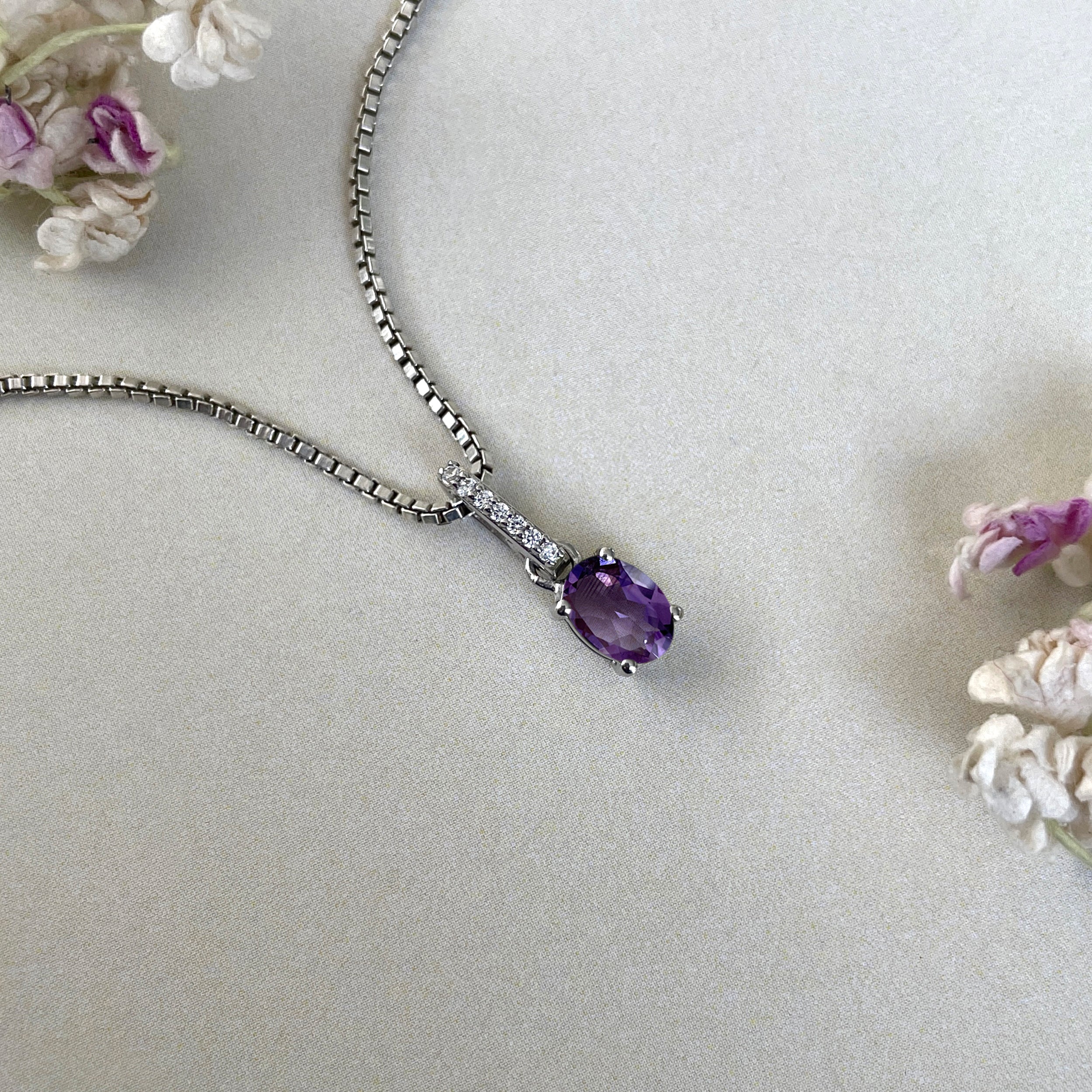 Amethyst & White Topaz Pendant-(AMT-SP-915.)