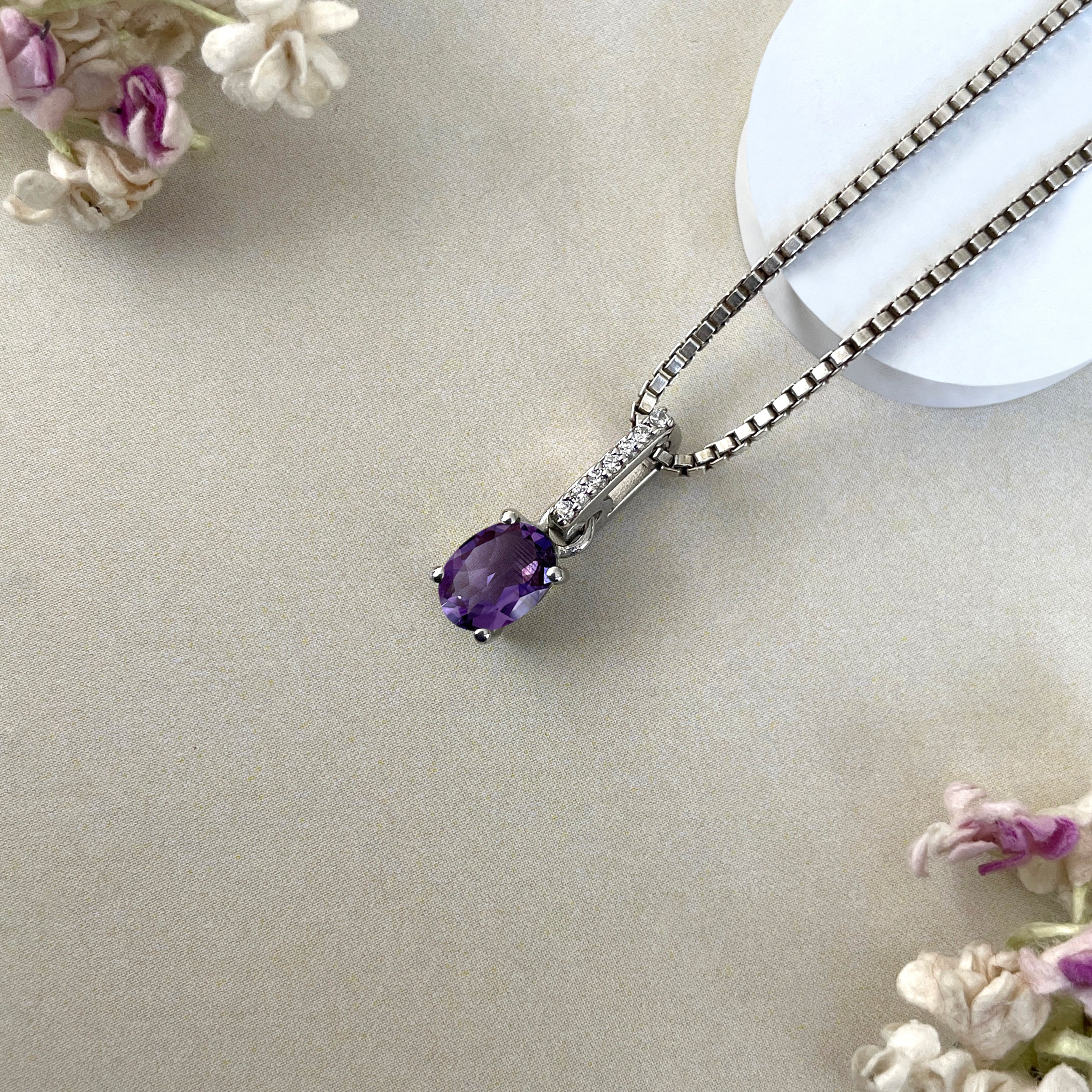 Amethyst & White Topaz Pendant-(AMT-SP-915.)