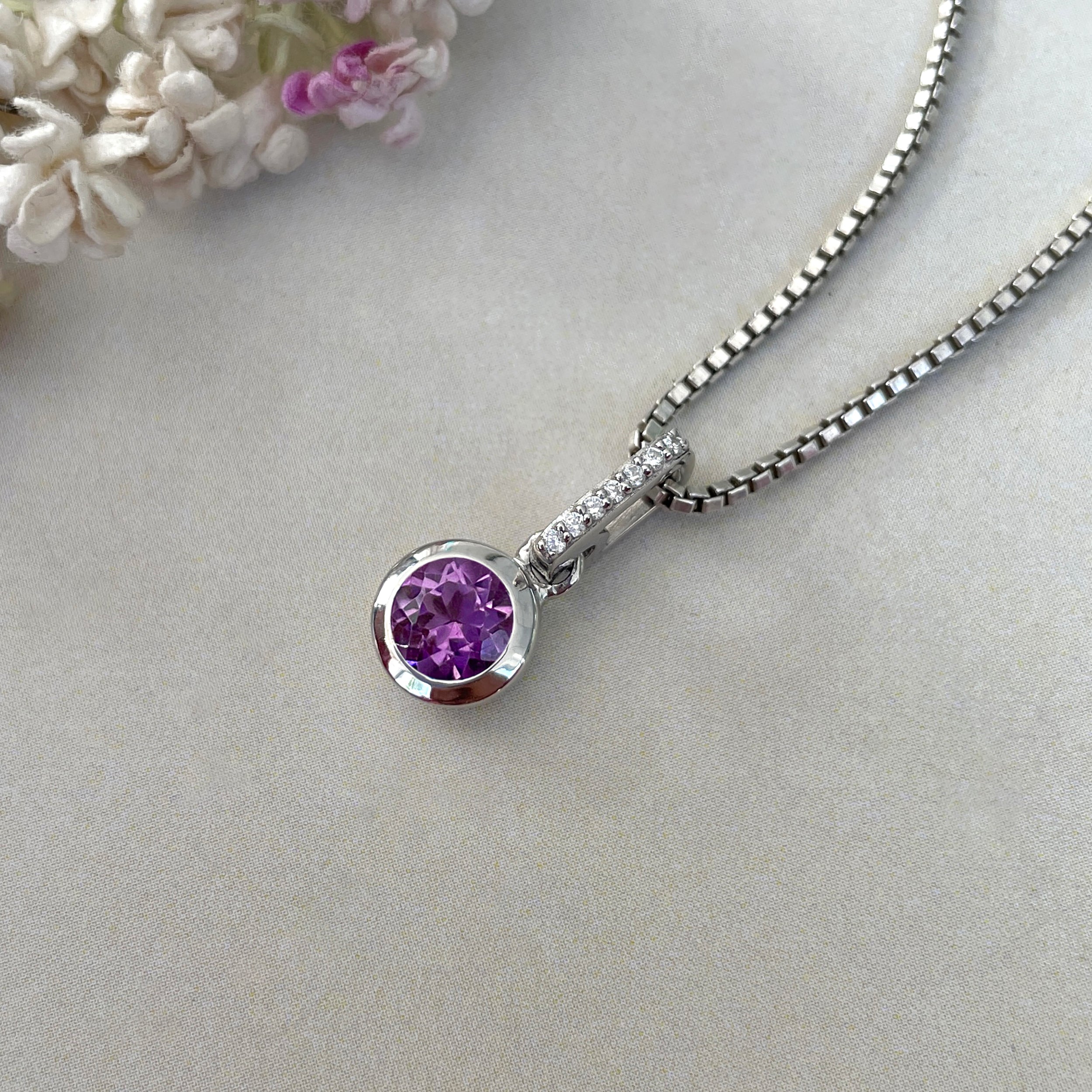 Amethyst & White Topaz Pendant-(AMT-SP-958.)