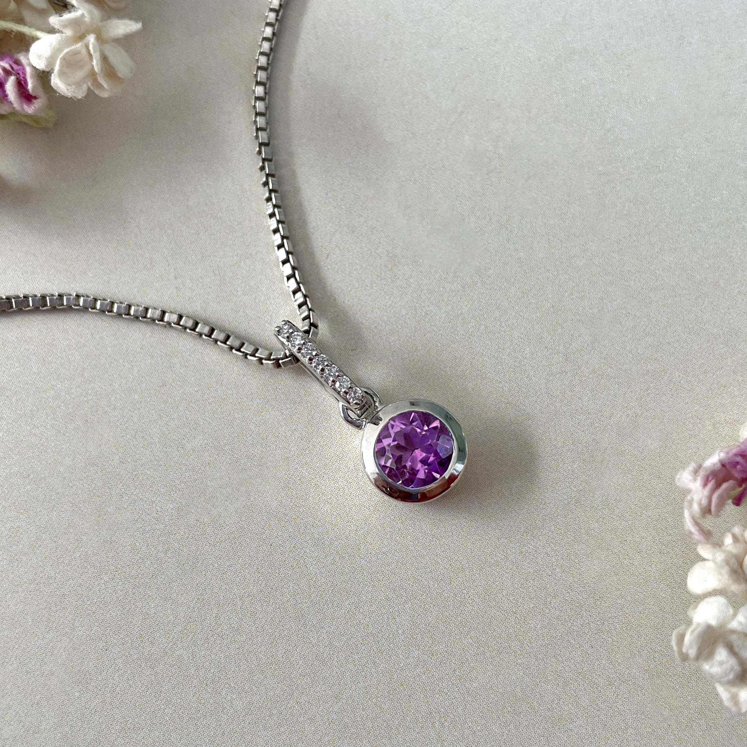 Amethyst & White Topaz Pendant-(AMT-SP-958.)