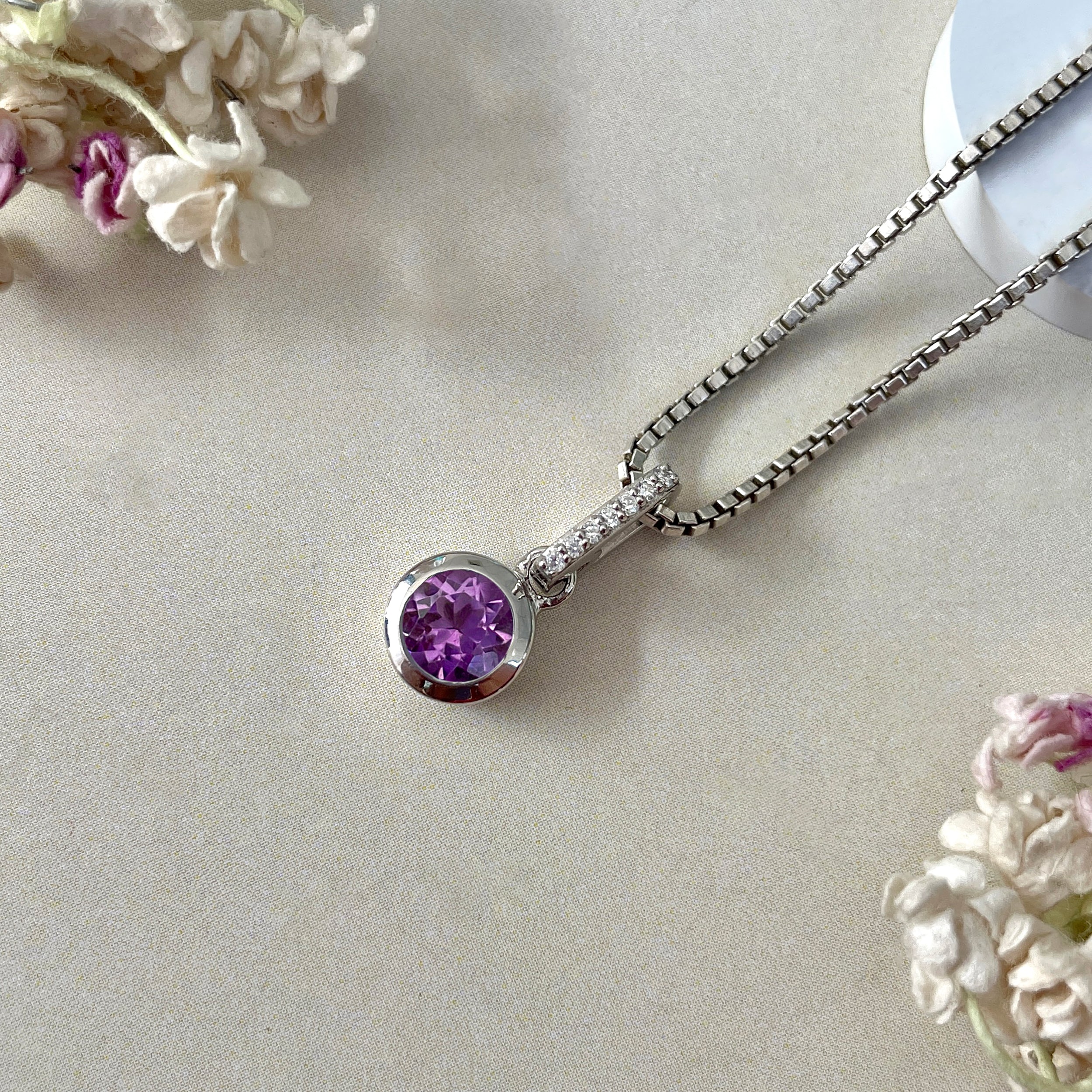 Amethyst & White Topaz Pendant-(AMT-SP-958.)