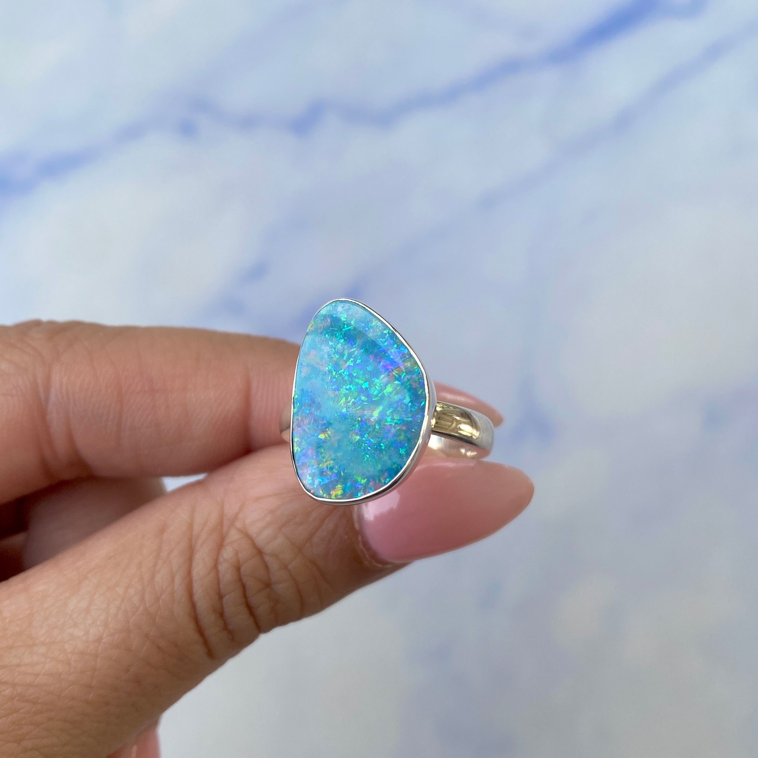 Australian Opal Adjustable Ring-(AOD-R-1.)