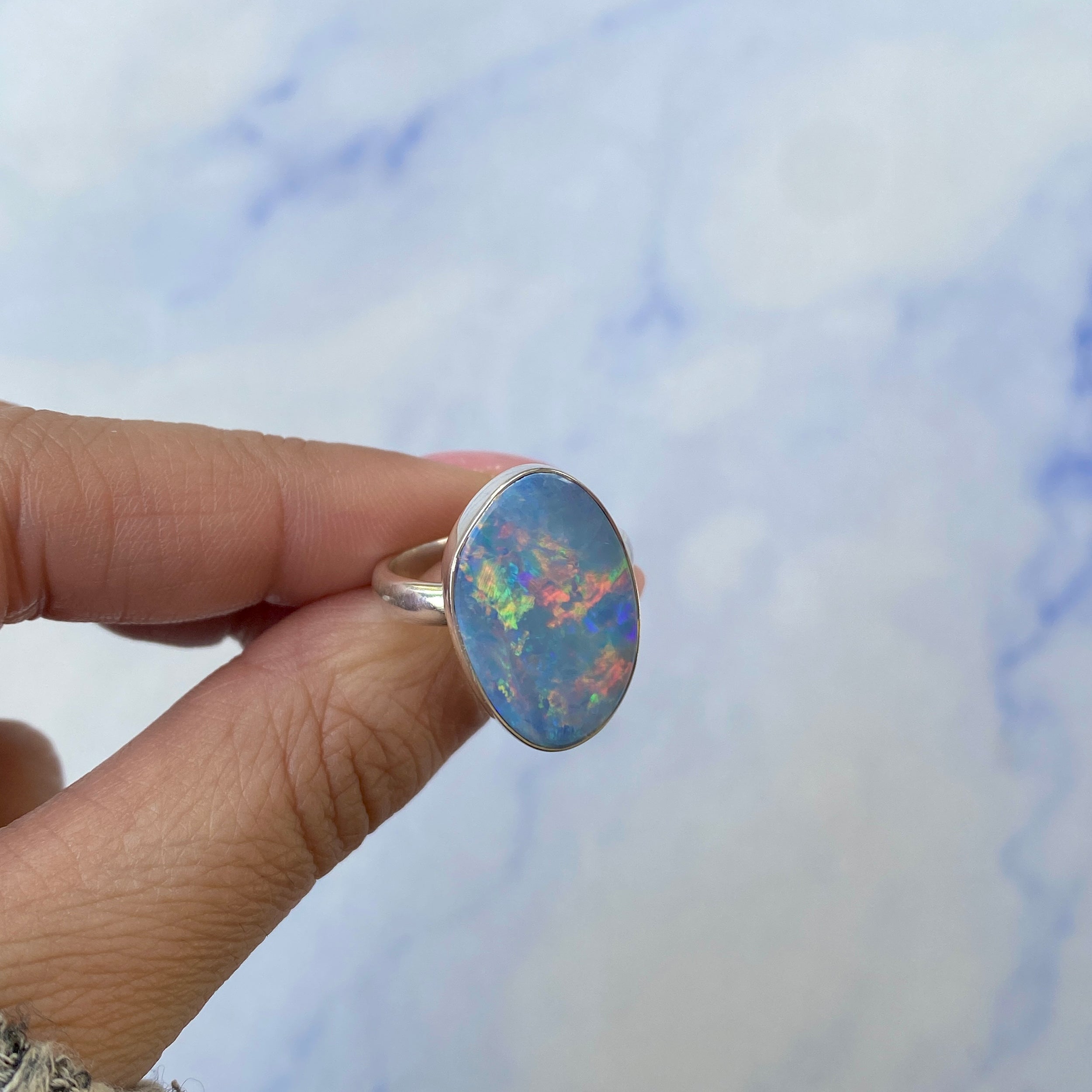 Australian Opal Adjustable Ring-(AOD-R-10.)