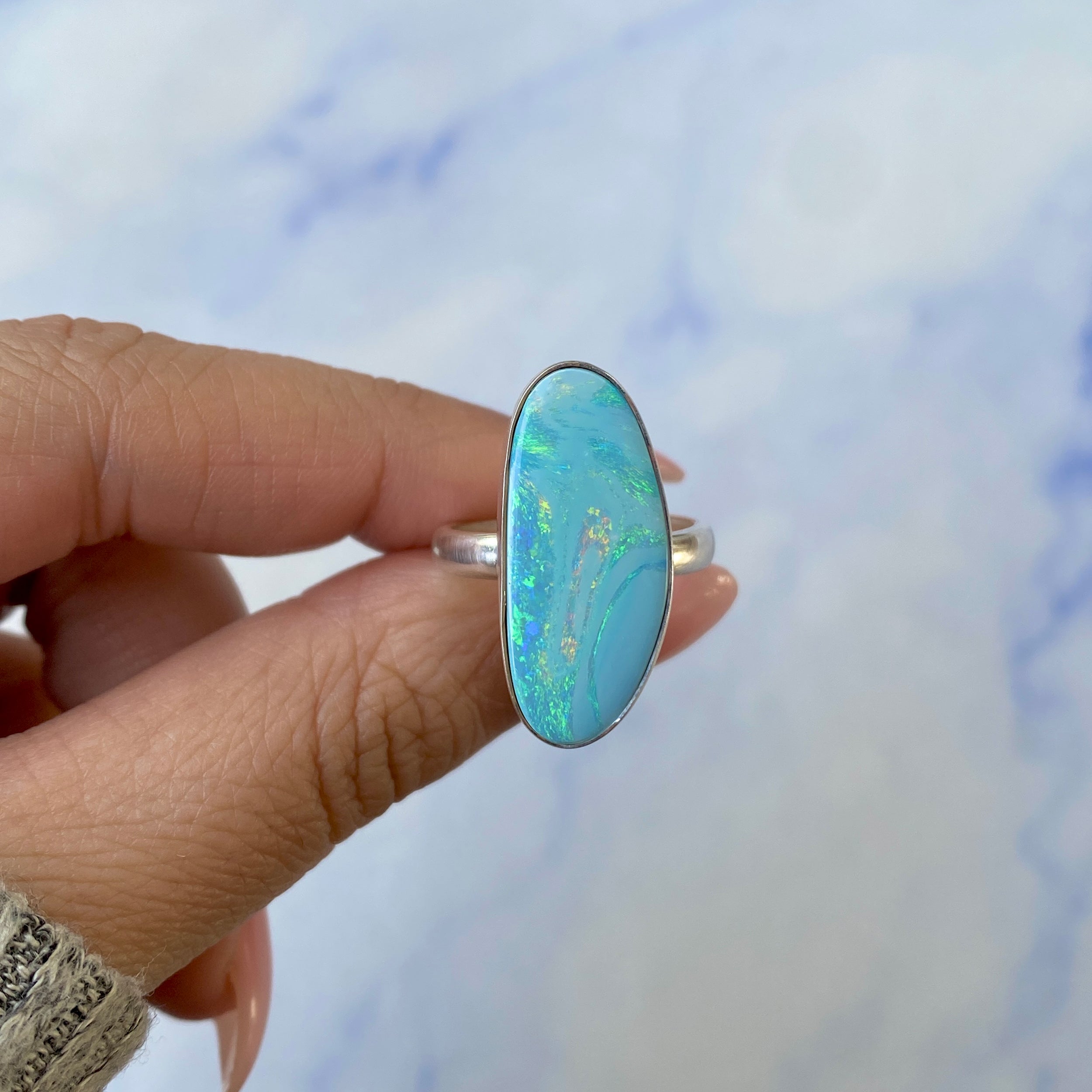 Australian Opal Adjustable Ring-(AOD-R-18.)