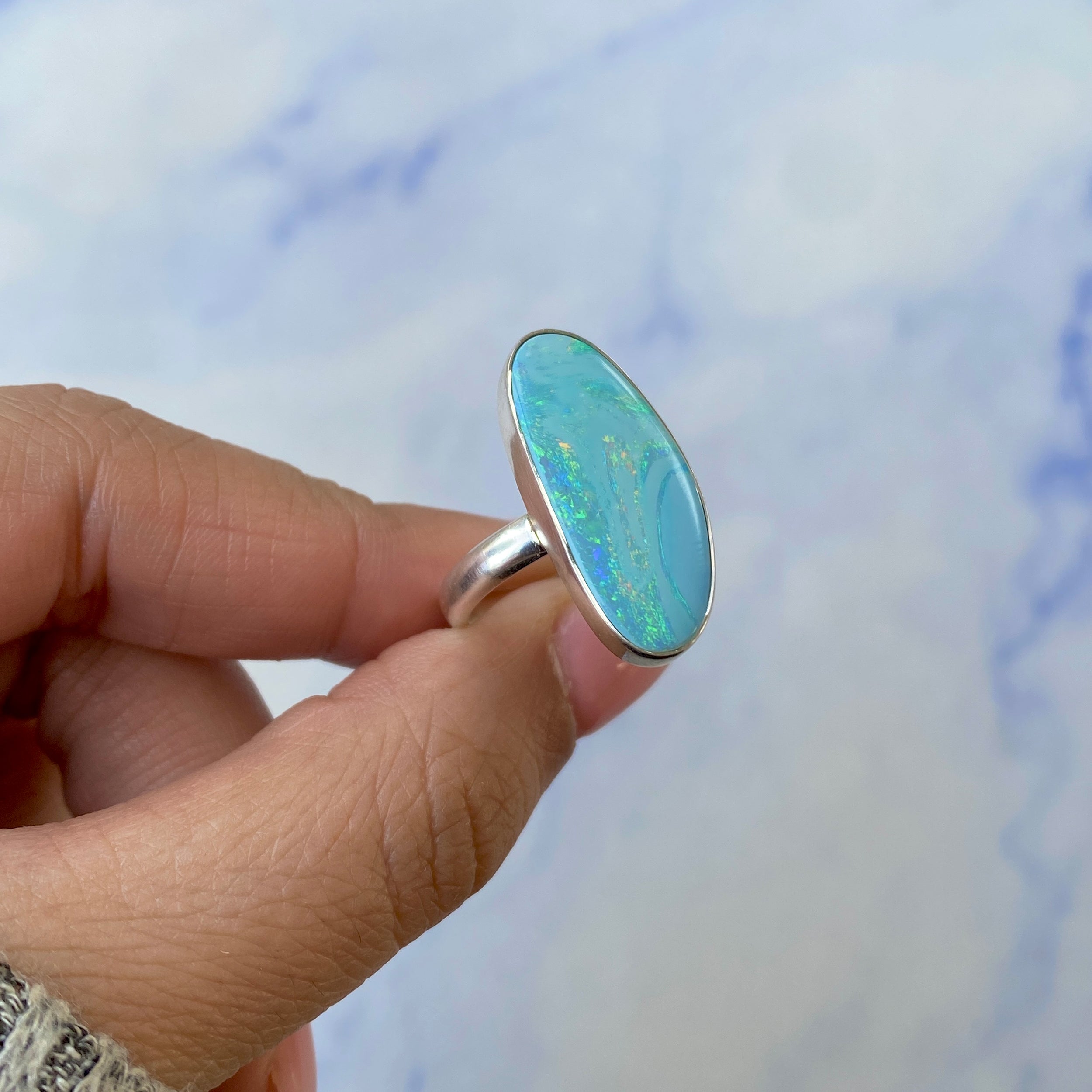 Australian Opal Adjustable Ring-(AOD-R-18.)