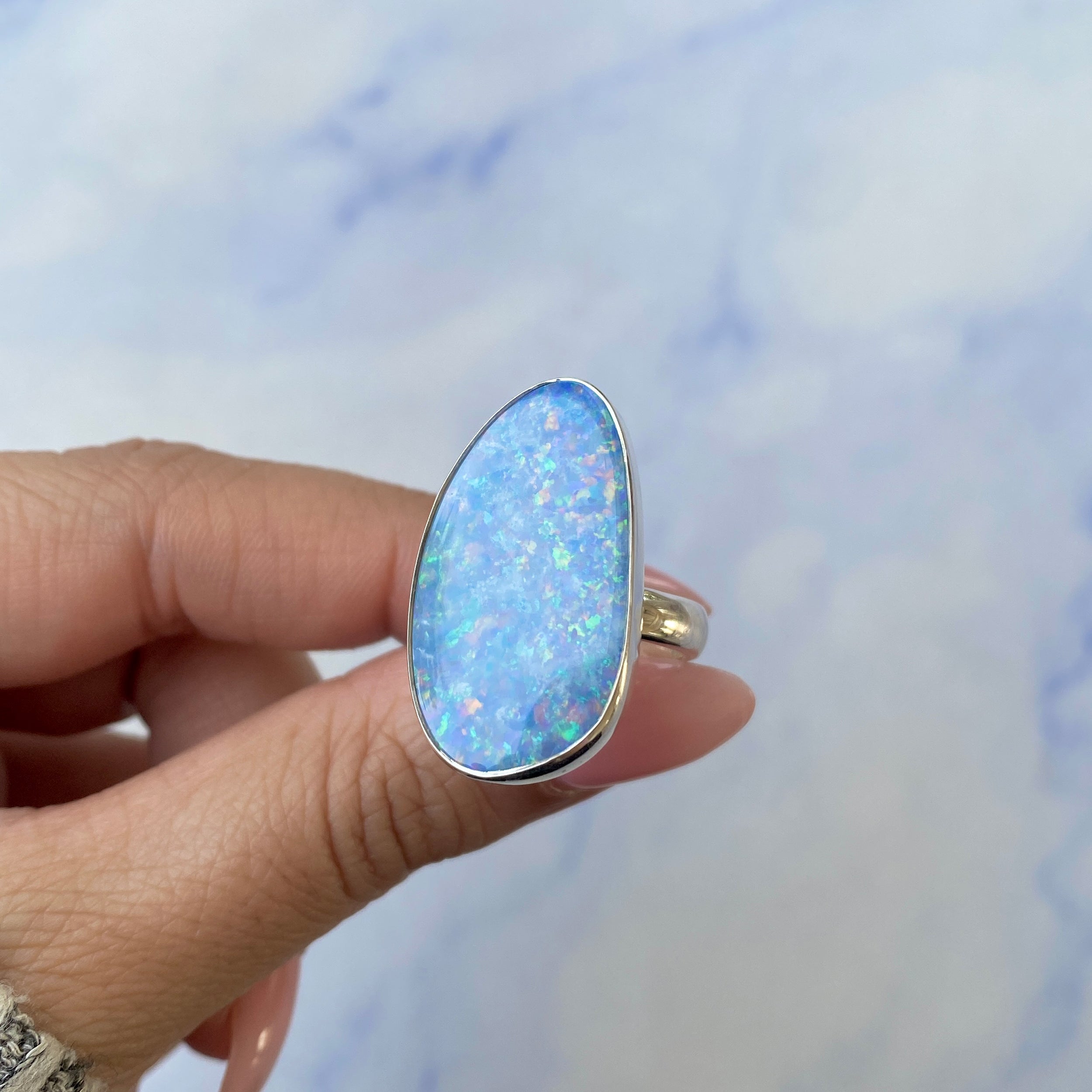 Australian Opal Adjustable Ring-(AOD-R-9.)