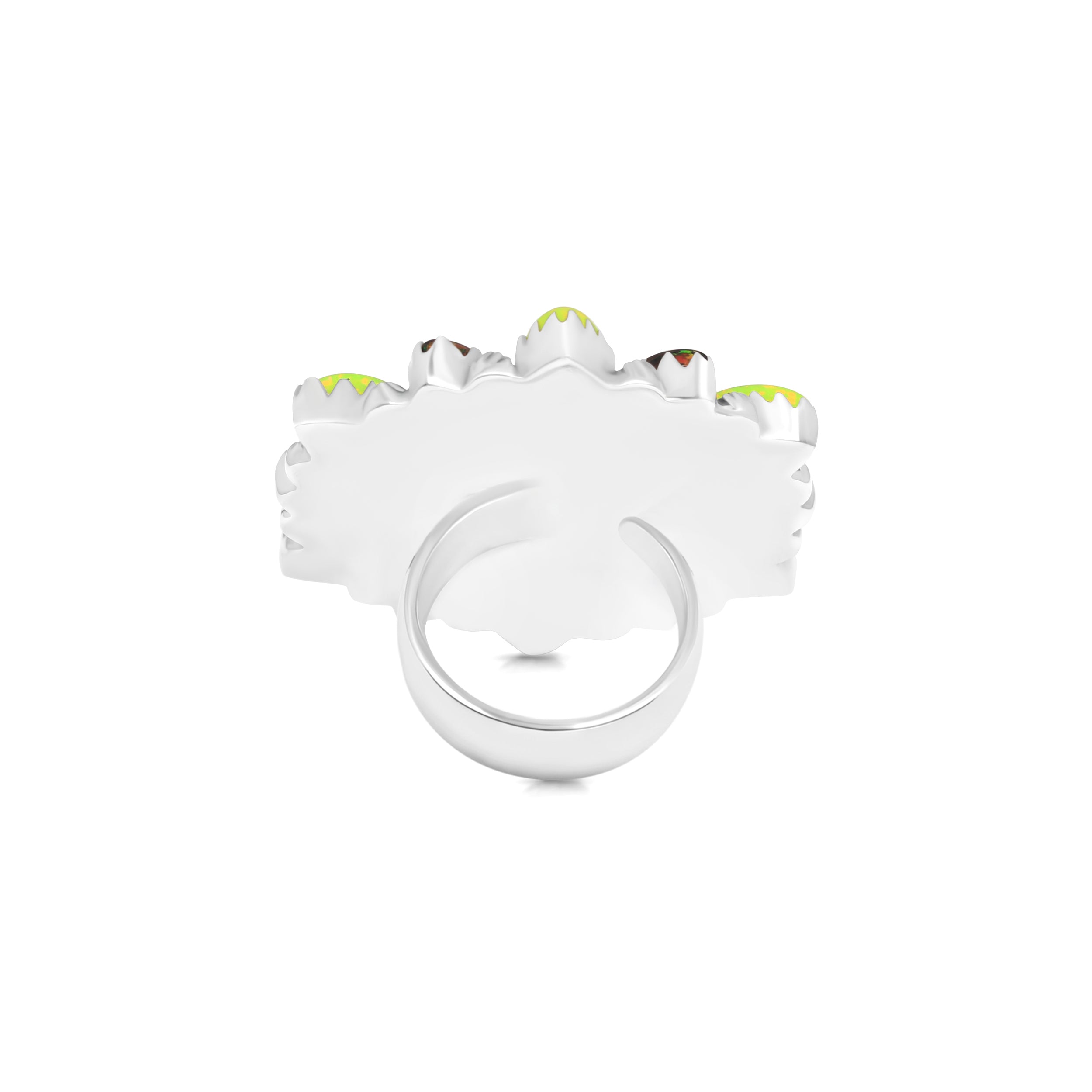 Aura Opal and Neon Opal Flower Adjustable Ring-(AOP-FLR-2.)