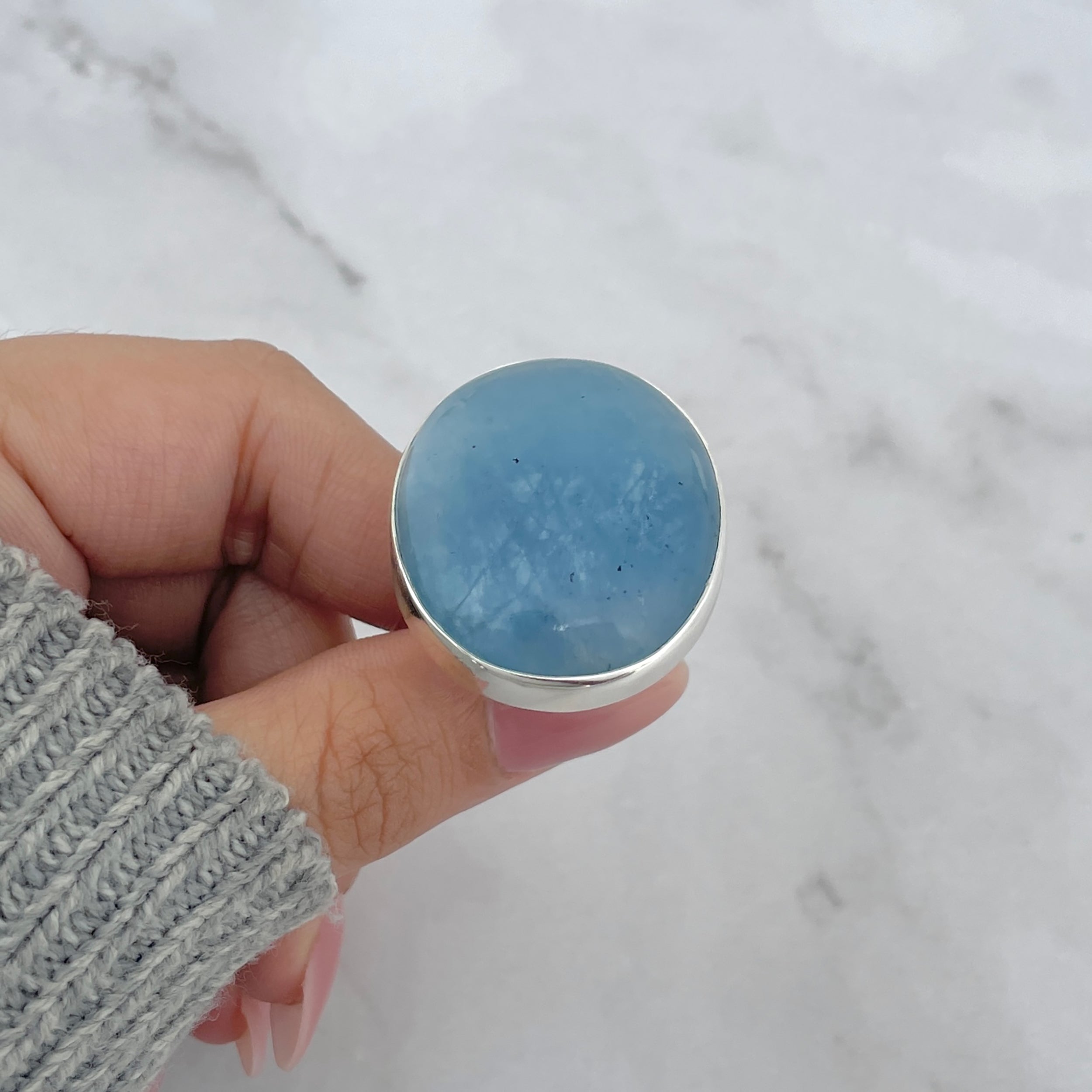 Aquamarine Adjustable Ring-(AQM-R-43.)