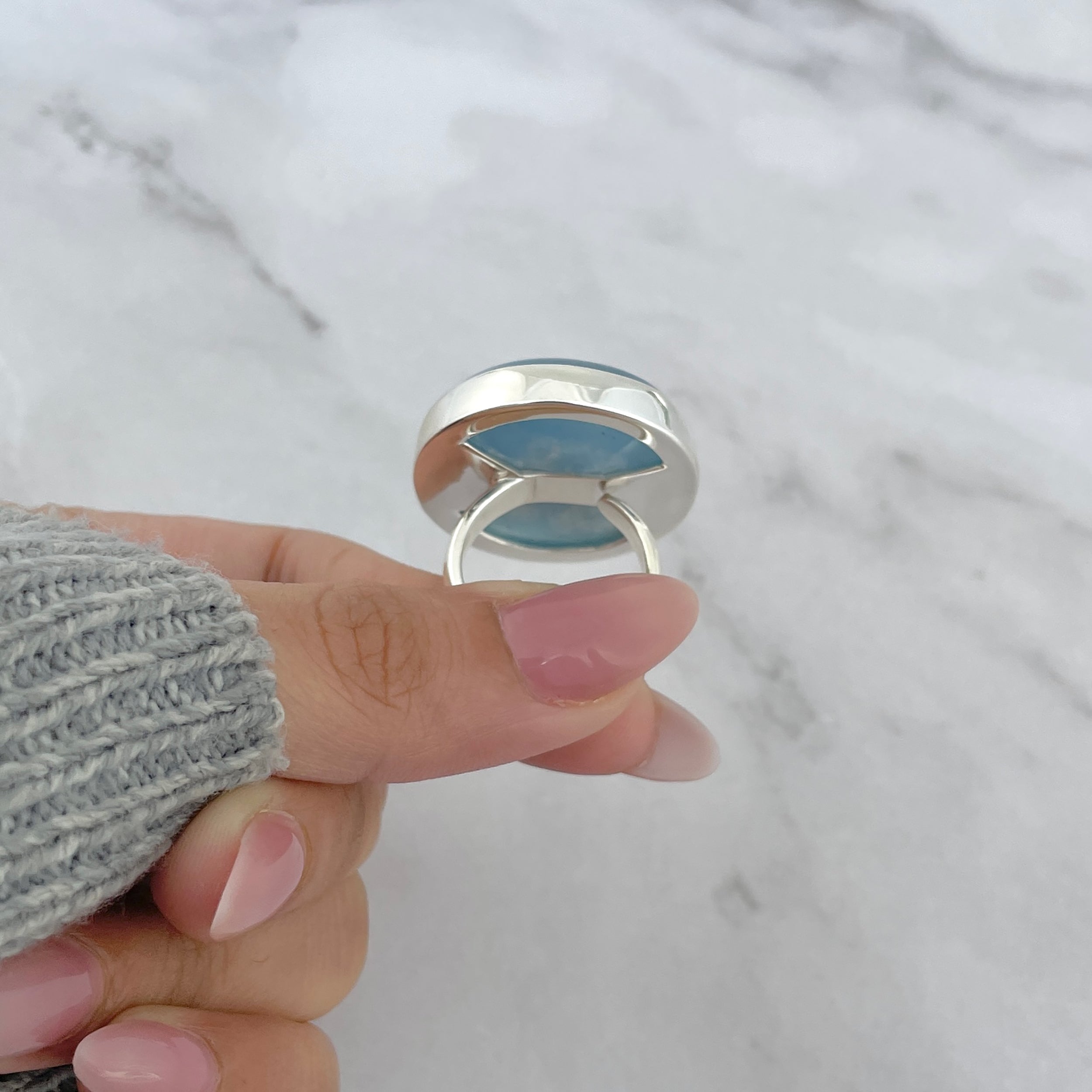 Aquamarine Adjustable Ring-(AQM-R-43.)