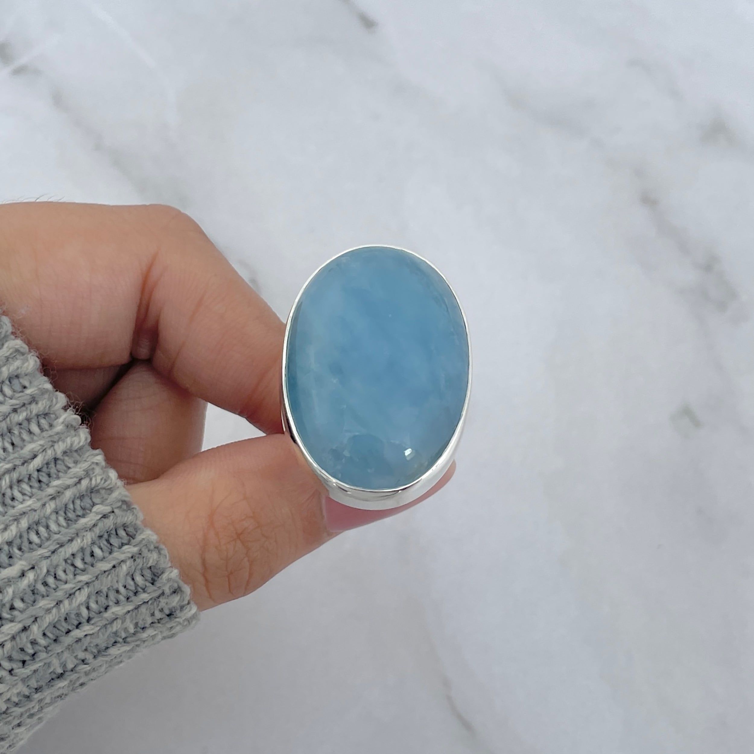 Aquamarine Adjustable Ring-(AQM-R-44.)