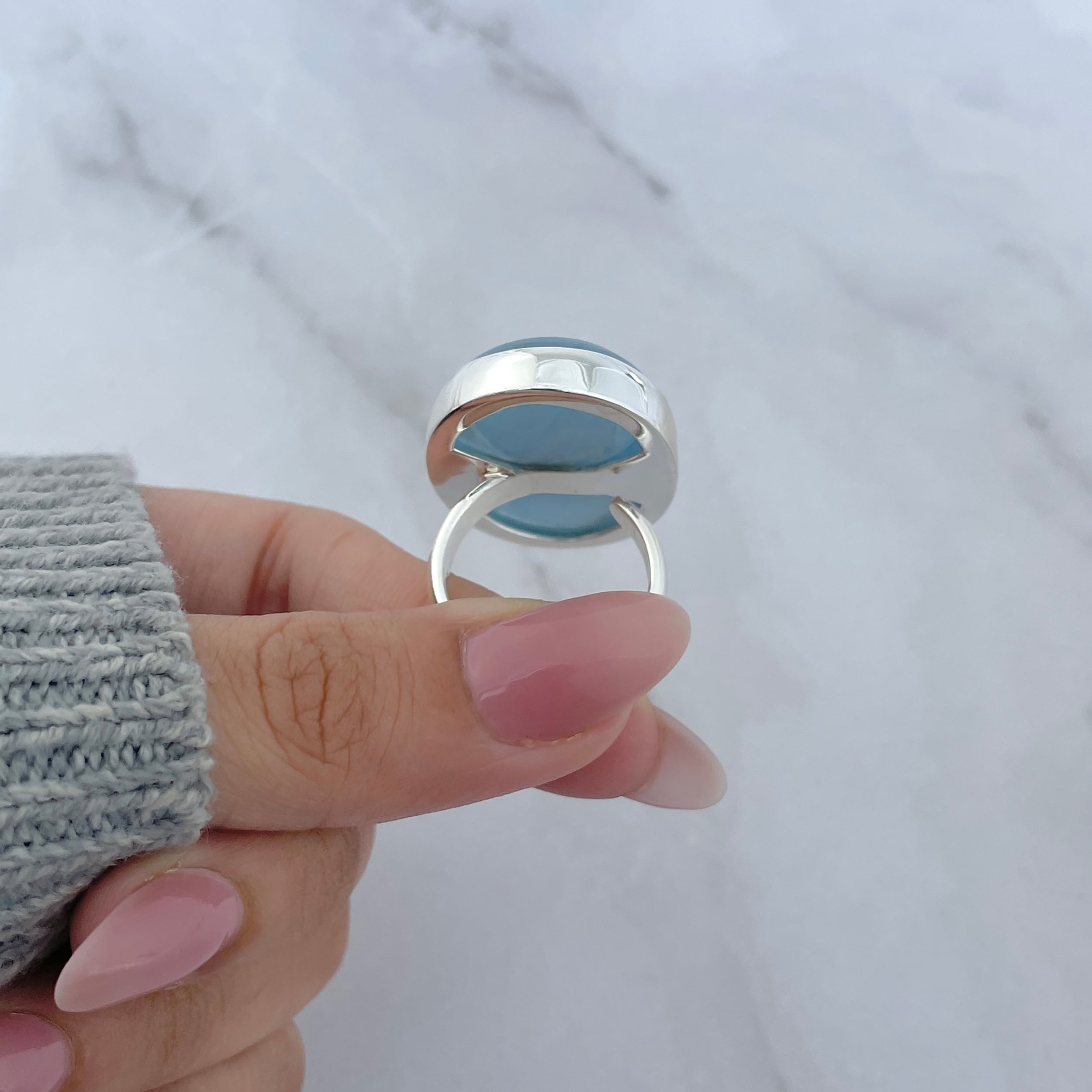 Aquamarine Adjustable Ring-(AQM-R-44.)
